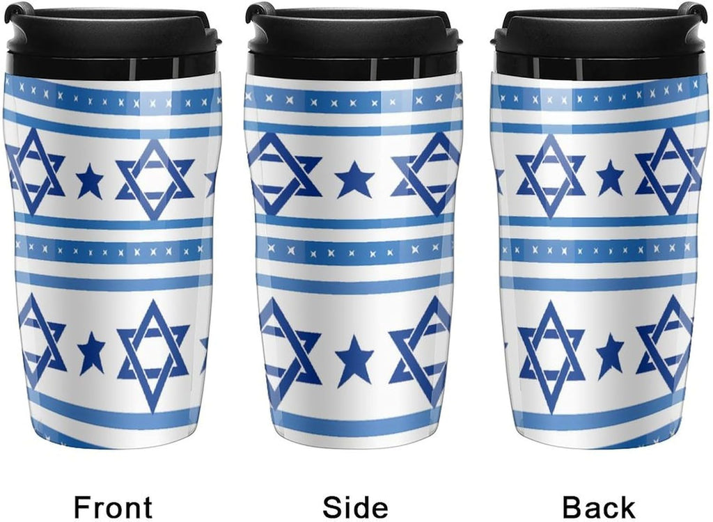 Israels flagga formad kaffemugg med lock isolerad tumlare återanvändbara resemuggar drinkkopp 350 ml