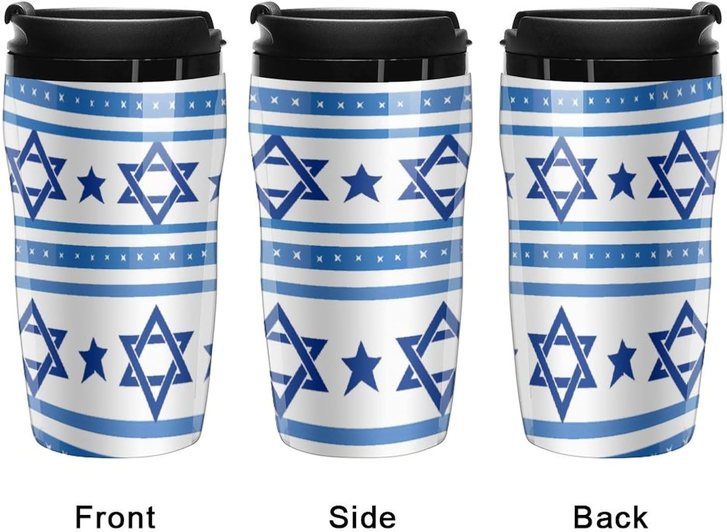Israels flagga formad kaffemugg med lock isolerad tumlare återanvändbara resemuggar drinkkopp 350 ml
