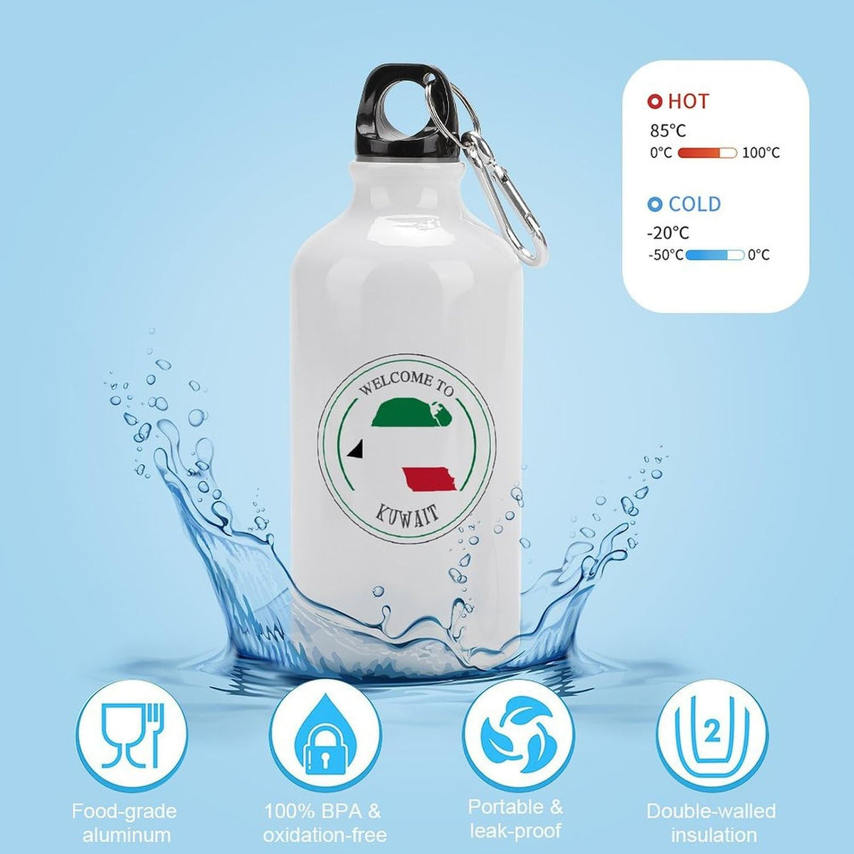Welocme to Israel 20 oz vakuumisolerad sport vattenflaska Israels nationella flagga vattenflaska för ridning camping sport träning och utomhussport flaska