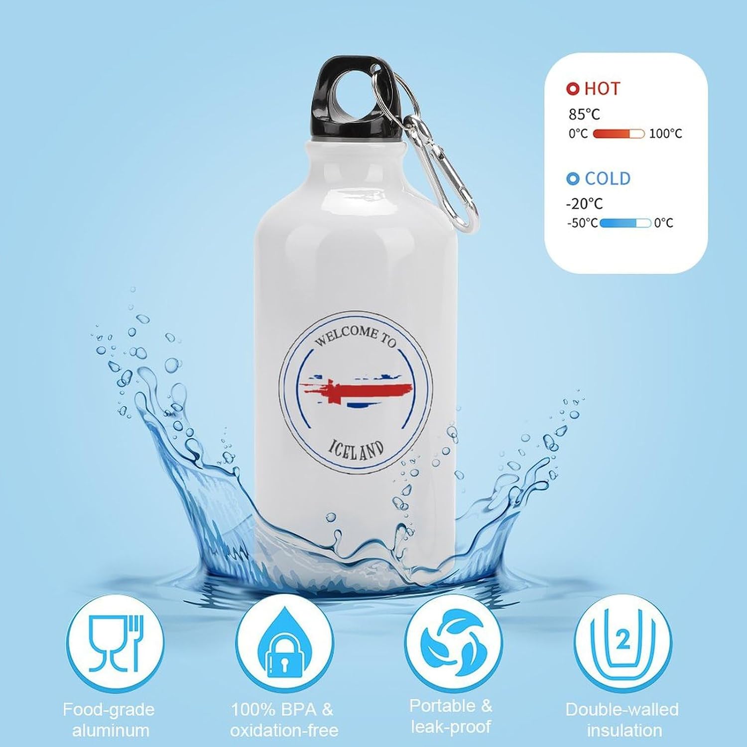 Welocme to Israel 20 oz vakuumisolerad sport vattenflaska Israels nationella flagga vattenflaska för ridning camping sport träning och utomhussport flaska