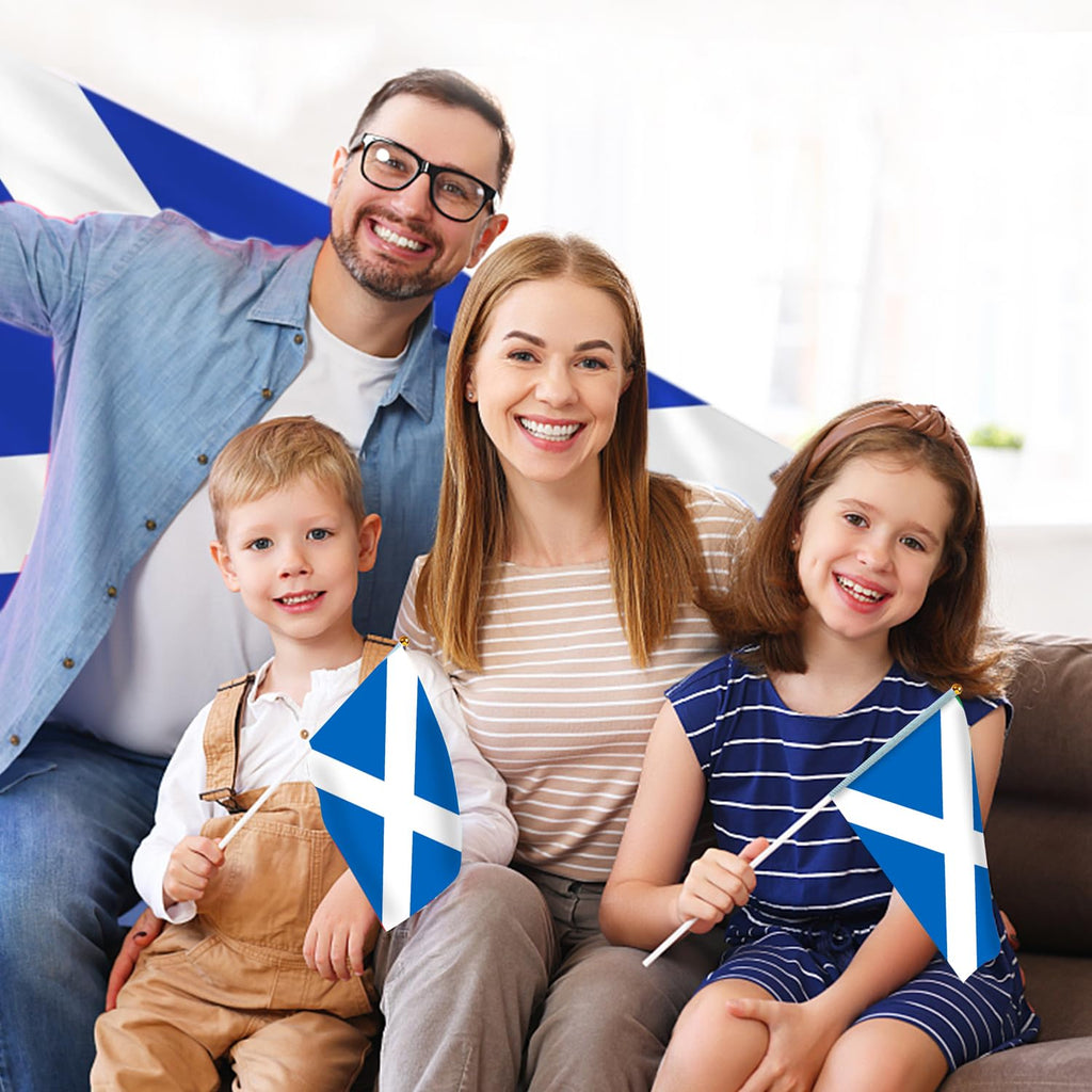 AhfuLife 15 stycken små Israel-flaggor för israelisk dekoration, mini Israel, handhållen flagga med 30 cm vit stolpe för Jom HaAtzma'ut Synagoge, solidaritetsfest, hem, trädgård, bar, dekoration