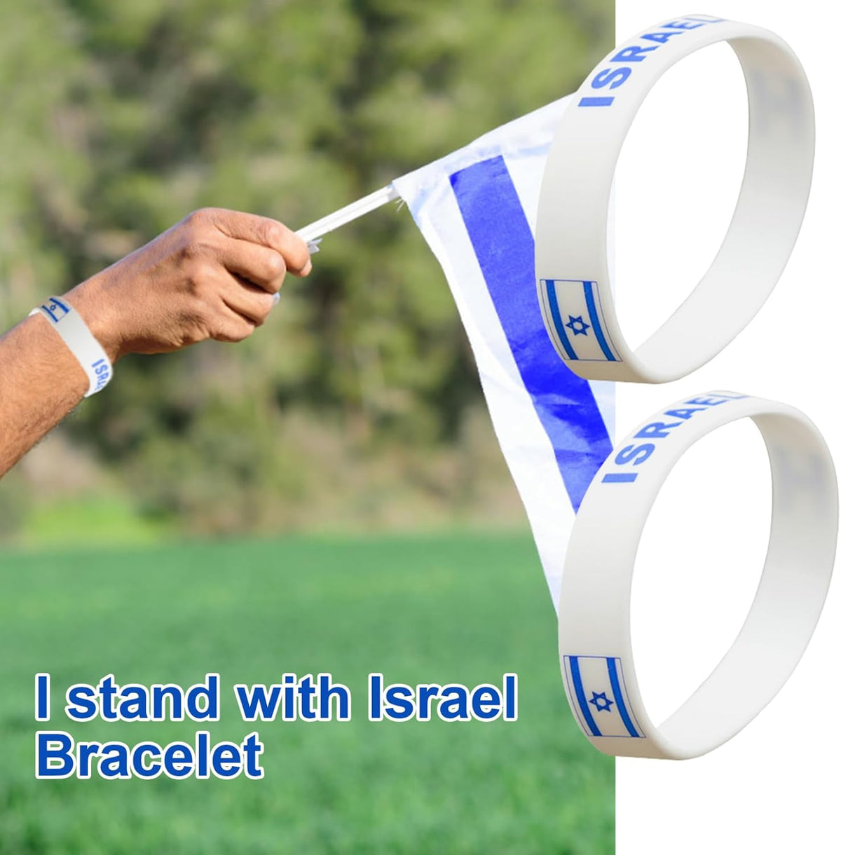 Israels flagga armband 2 st silikonarmband med landsflagga gummi israel armband Isael armband för vuxna tonåringar 20 cm, En storlek, gummi, Ingen ädelsten