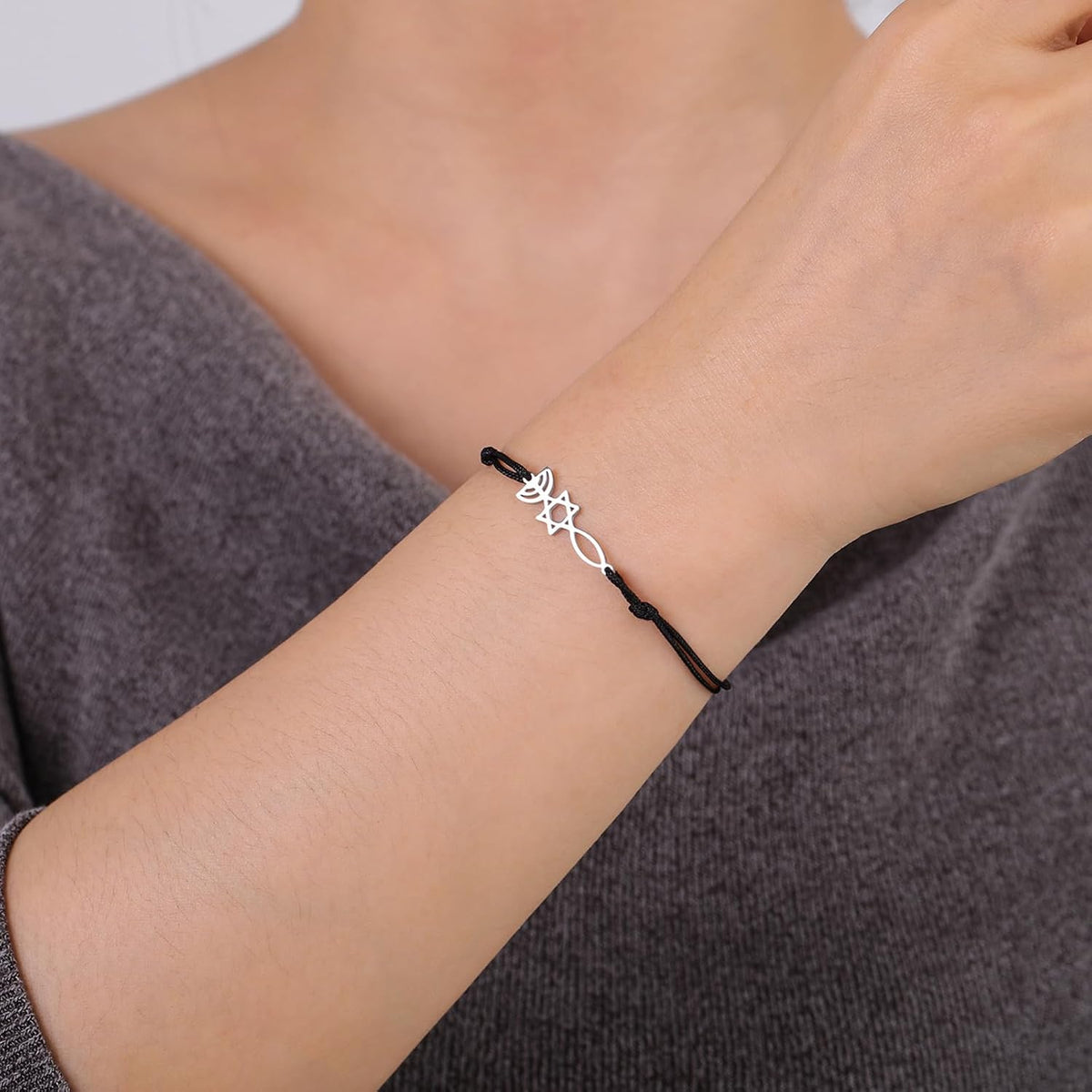UNIFT Judisk Davidsstjärna ljusstake armband för kvinnor rostfritt stål retro israel ljusstake davidsstjärna armband Hanukkah smycken