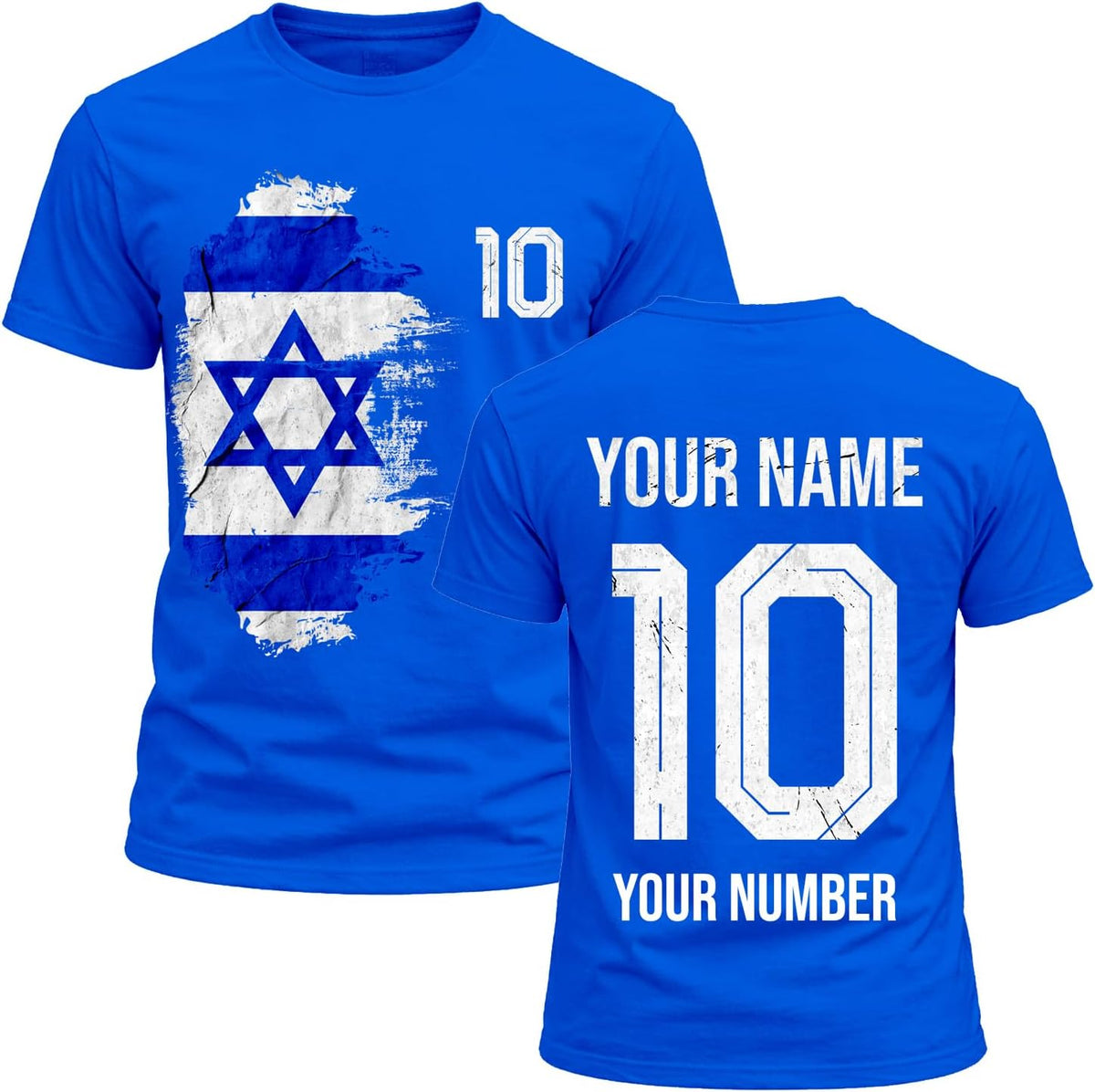 Israel 2026 Personligt Anpassad Herr Fotbollsfan Grafisk Bomulls T-shirt, Anpassat Namn och Nummer, Kortärmad supportertröja