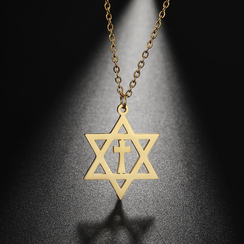 Davidsstjärna halsband för kvinnor hexagram hänge halsband amulett symbo judisk Israel religiös david smycken gåva kvinnor