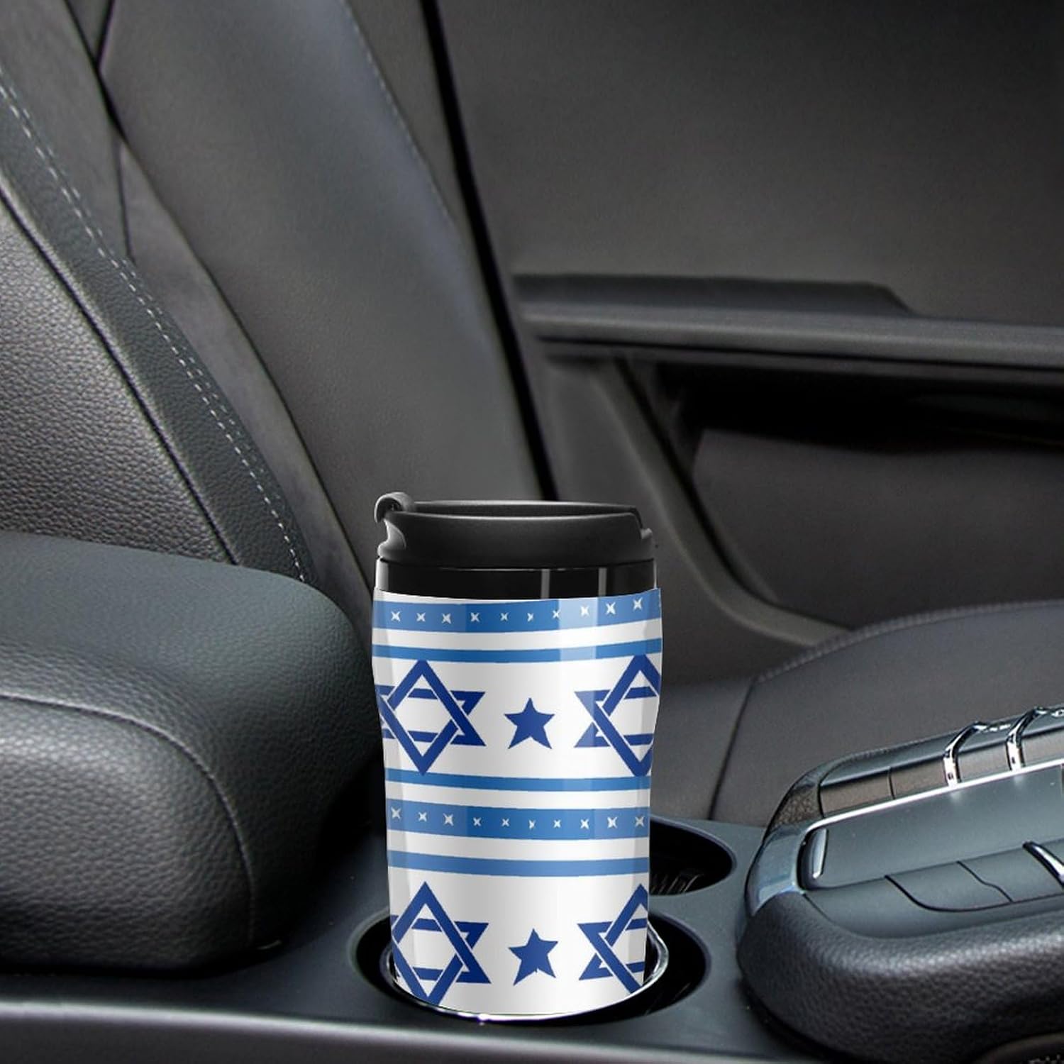 Israels flagga formad kaffemugg med lock isolerad tumlare återanvändbara resemuggar drinkkopp 350 ml