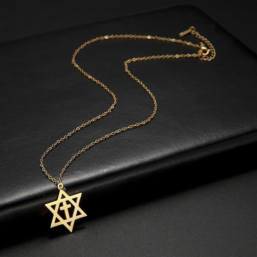 Davidsstjärna halsband för kvinnor hexagram hänge halsband amulett symbo judisk Israel religiös david smycken gåva kvinnor