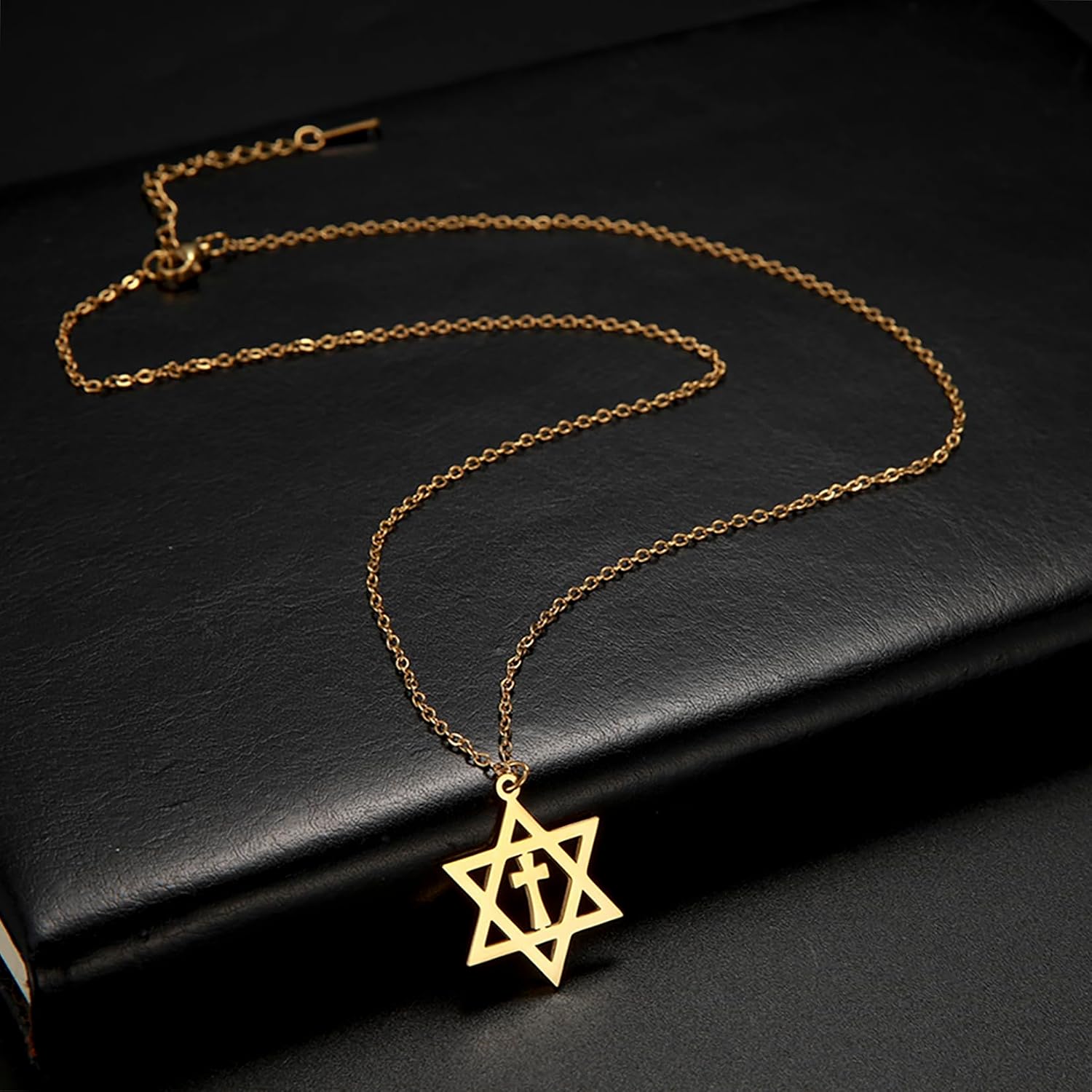 Davidsstjärna halsband för kvinnor hexagram hänge halsband amulett symbo judisk Israel religiös david smycken gåva kvinnor