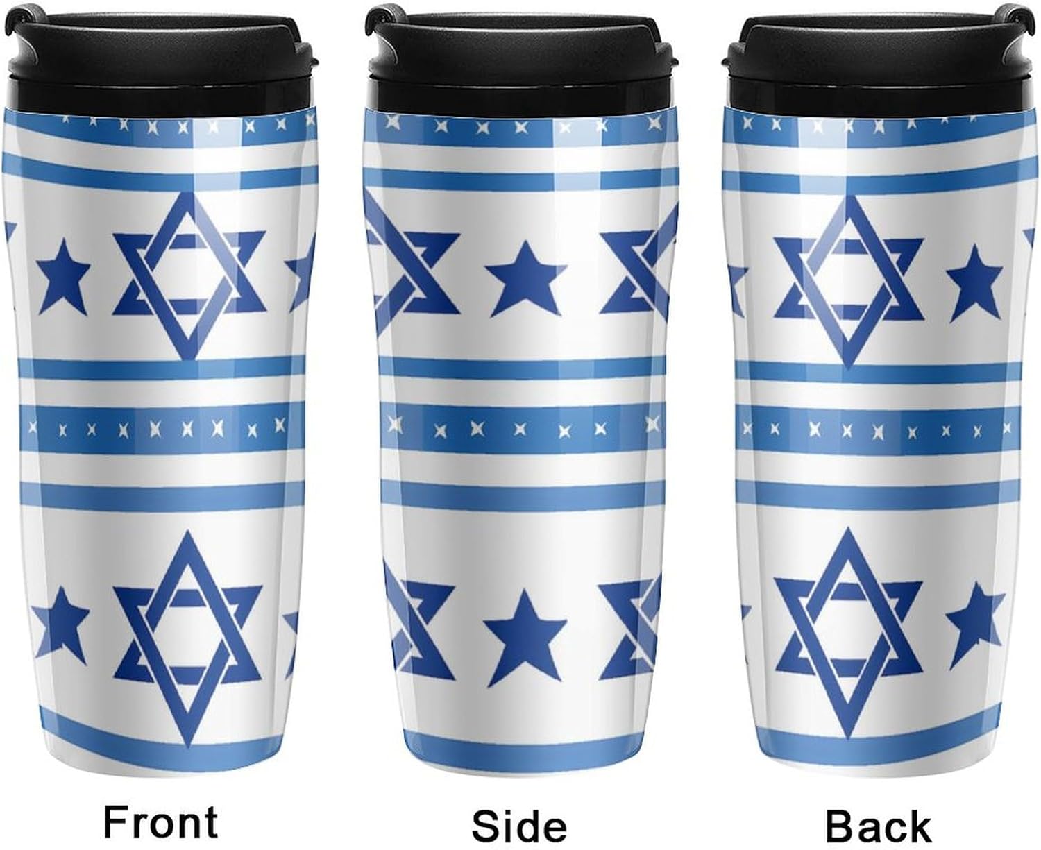 Israels flagga formad kaffemugg med lock isolerad tumlare återanvändbara resemuggar drinkkopp 350 ml
