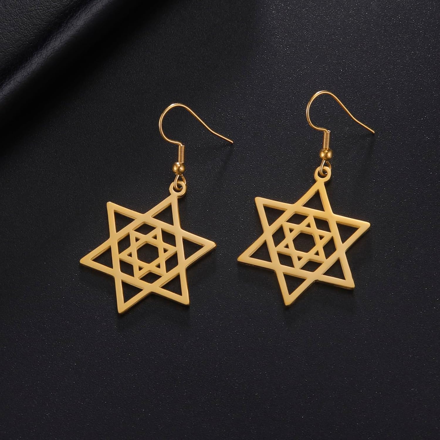 VASSAGO Davidsstjärna örhängen för kvinnor judisk stjärna med kors hängande droppörhängen rostfritt stål sexspetsiga stjärnörhängen Israel religiös judisk Hanukkah smyckesgåva