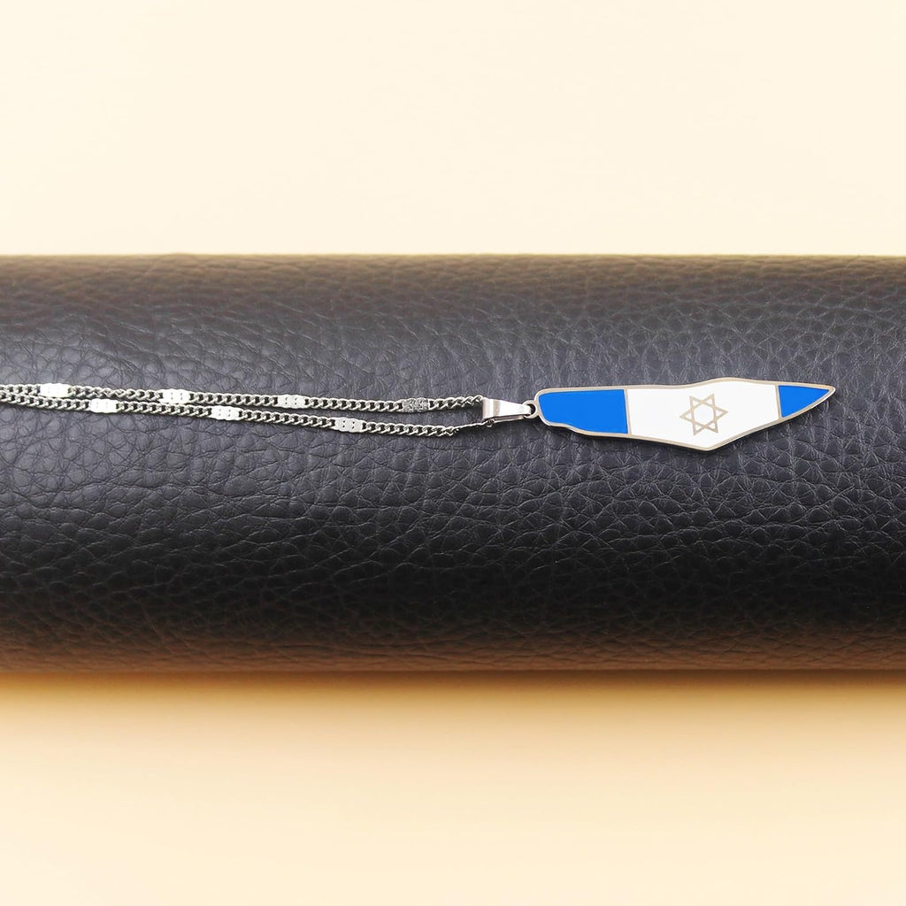 Blå och Vit Davidstjärna Israel Flagga Halsband - Israelsk Stolthet Smycken för Män YA5139