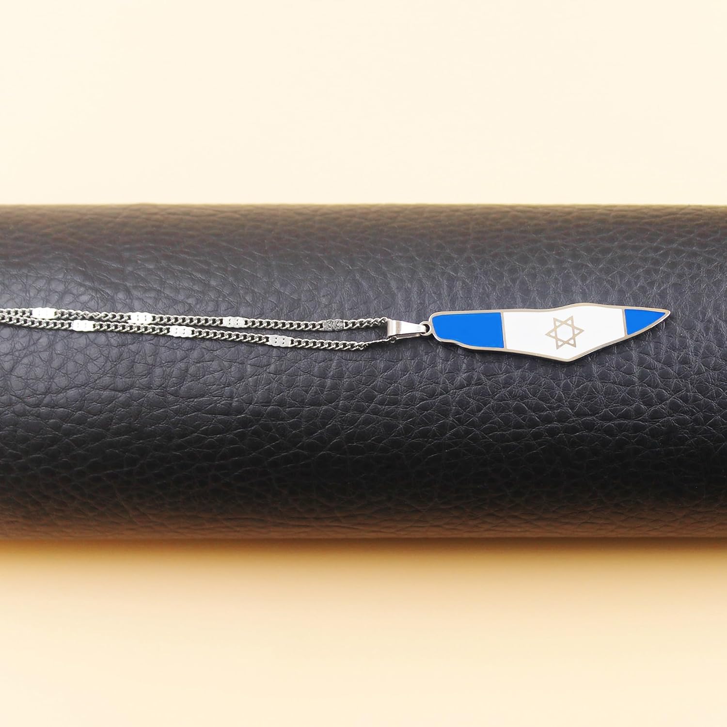 Blå och Vit Davidstjärna Israel Flagga Halsband - Israelsk Stolthet Smycken för Män YA5139