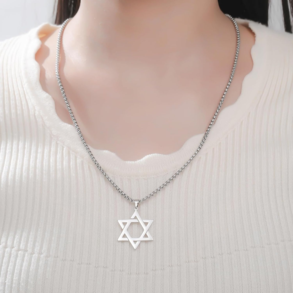 VASSAGO Halsband med davidsstjärnan, talisman, rostfritt stål, hänge, judisk sexkant, israelitiskt smycke för män