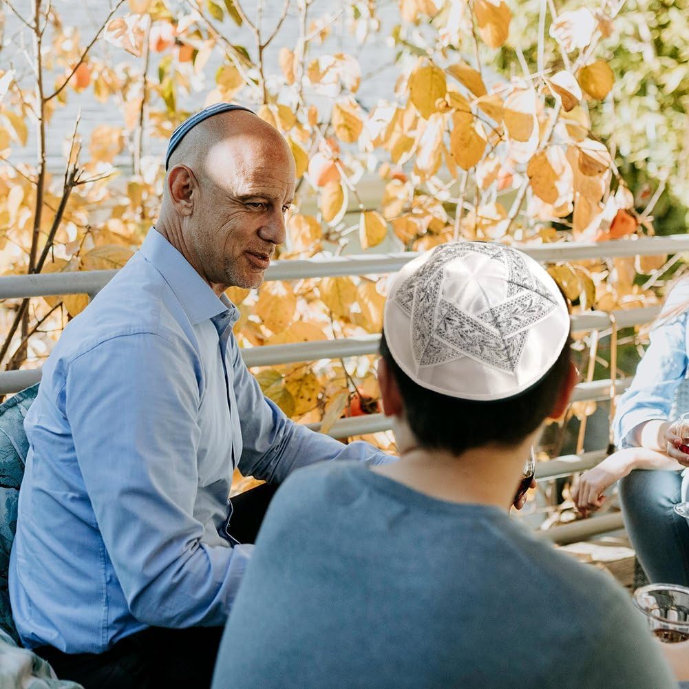 Davidstjärna kippa, lätt polyesterkippa, israel-mössa, judaica-skallemössa, traditionell judisk huvudbonad för böner