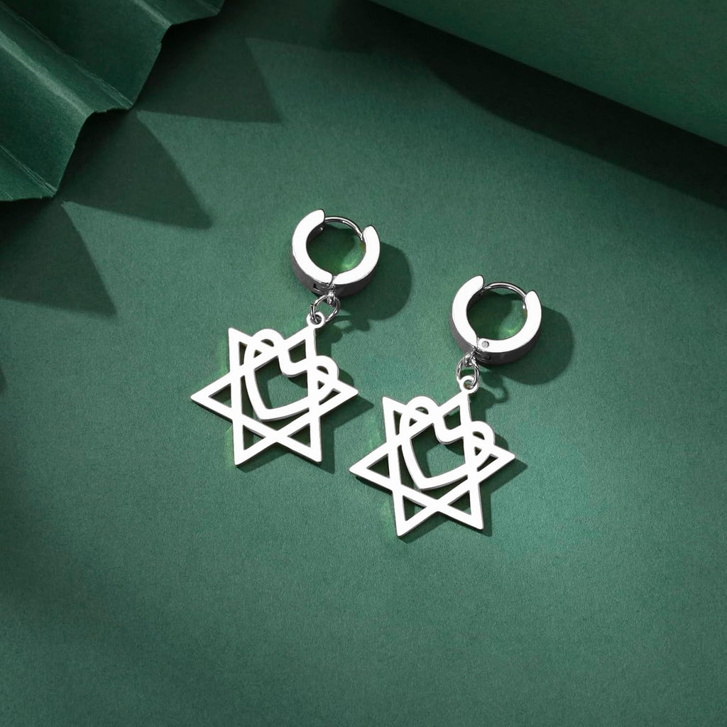 VASSAGO Davidsstjärna örhängen för kvinnor judisk stjärna med kors hängande droppörhängen rostfritt stål sexspetsiga stjärnörhängen Israel religiös judisk Hanukkah smyckesgåva