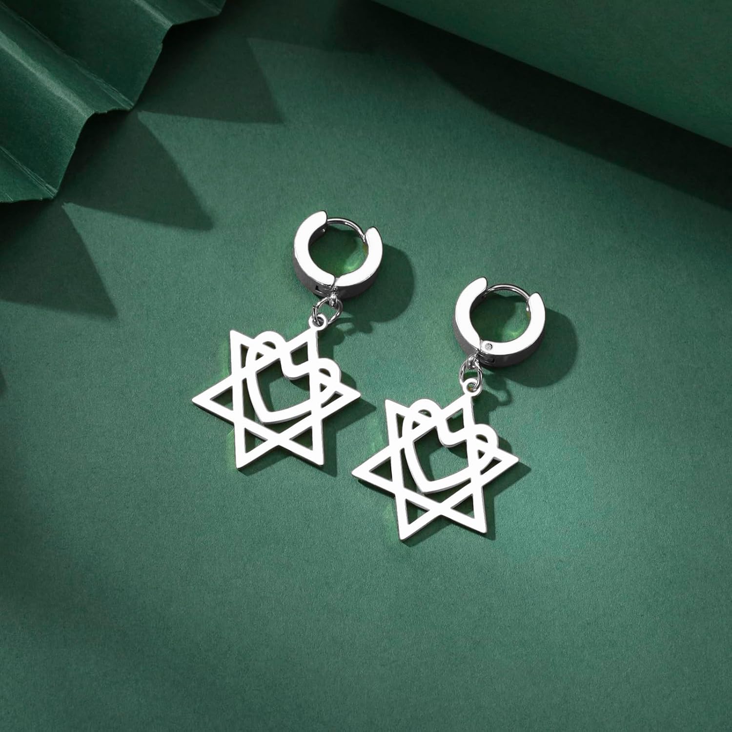 VASSAGO Davidsstjärna örhängen för kvinnor judisk stjärna med kors hängande droppörhängen rostfritt stål sexspetsiga stjärnörhängen Israel religiös judisk Hanukkah smyckesgåva