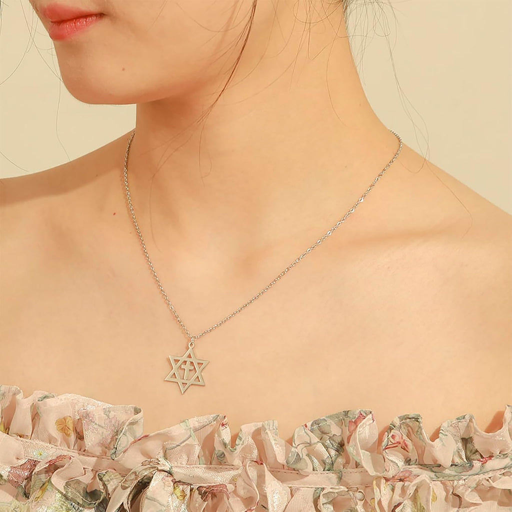 Davidsstjärna halsband för kvinnor hexagram hänge halsband amulett symbo judisk Israel religiös david smycken gåva kvinnor