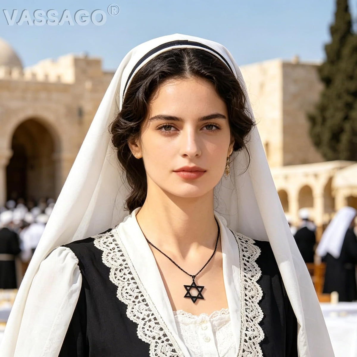VASSAGO Halsband med davidsstjärnan, talisman, rostfritt stål, hänge, judisk sexkant, israelitiskt smycke för män