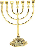 Hanukkah Menorah, Menorah 7 gren med 12 Israels stamar, judisk zinklegering, ljushållare med stabil bas för hemmakontor, vardagsrum, skrivbordsdekor, gyllene ljushållare