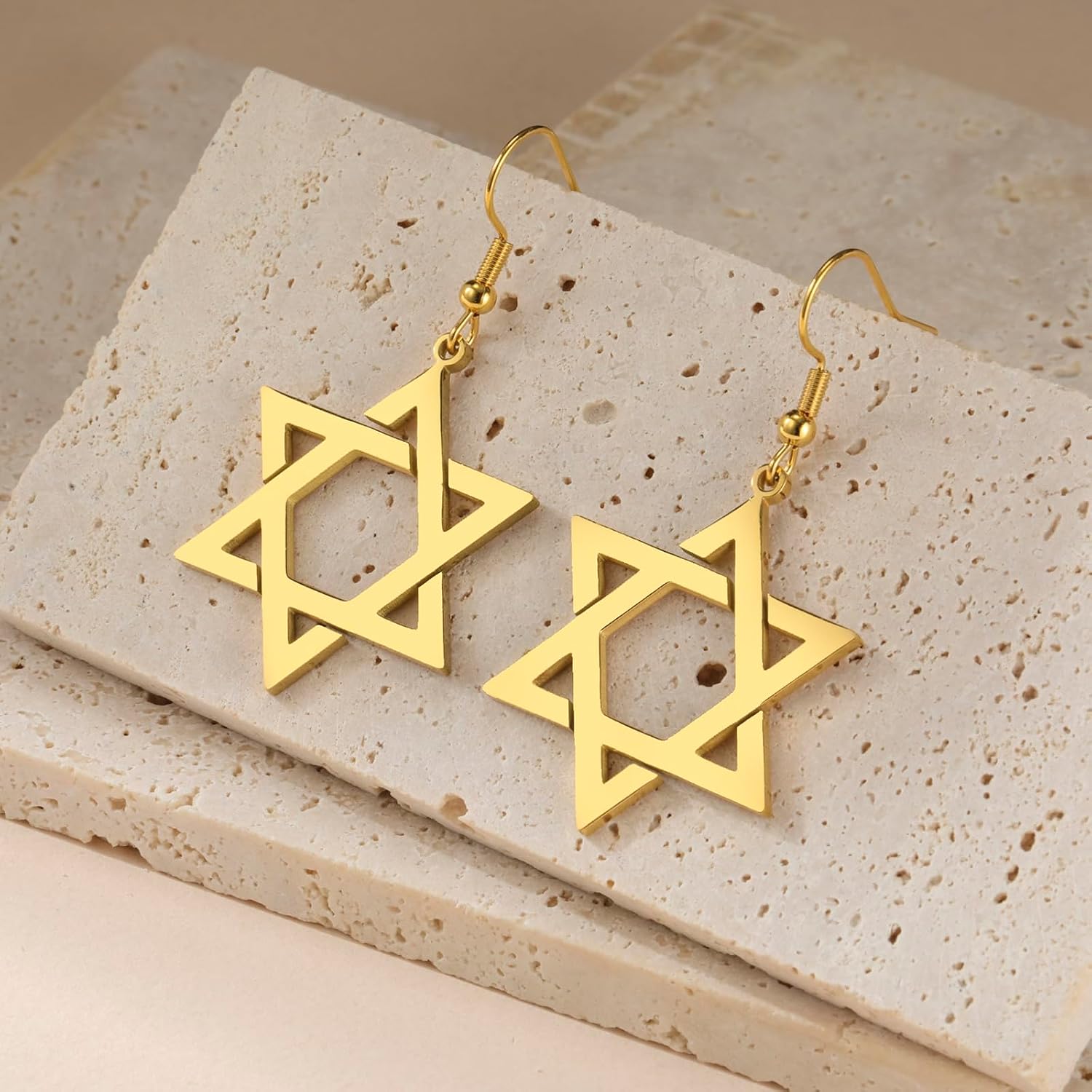 VASSAGO Davidsstjärna örhängen för kvinnor judisk stjärna med kors hängande droppörhängen rostfritt stål sexspetsiga stjärnörhängen Israel religiös judisk Hanukkah smyckesgåva