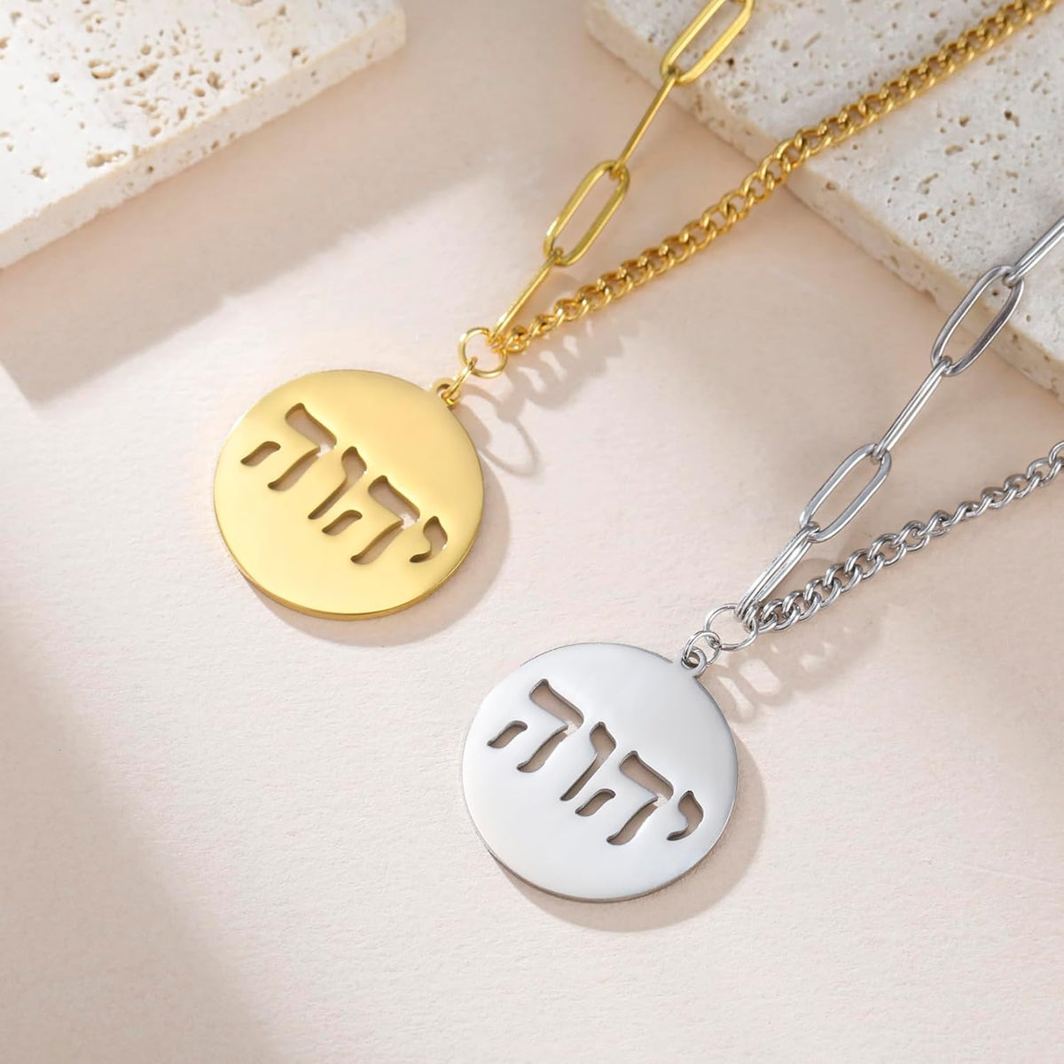 Hebreiska halsband judendom religion trohchai halsband Jehovah hängen hebreiska bibeln gud namn smycken Hanukkah Israel amuletter gåvor kristendom kvinnor män