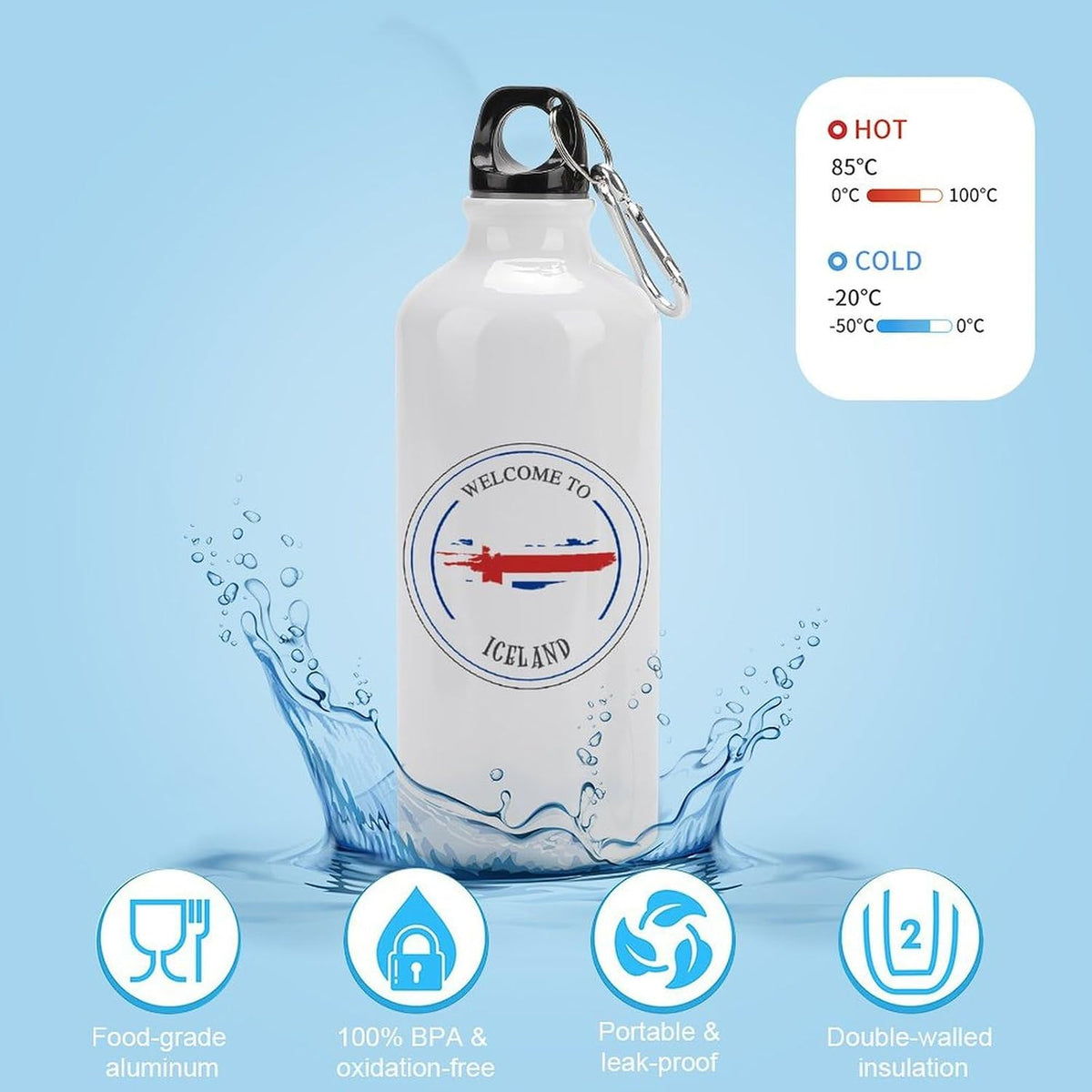 Welocme to Israel 20 oz vakuumisolerad sport vattenflaska Israels nationella flagga vattenflaska för ridning camping sport träning och utomhussport flaska