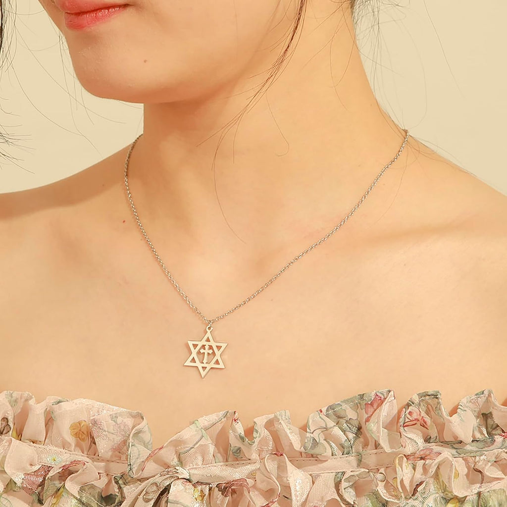 VASSAGO Halsband med davidsstjärnan, talisman, rostfritt stål, hänge, judisk sexkant, israelitiskt smycke för män