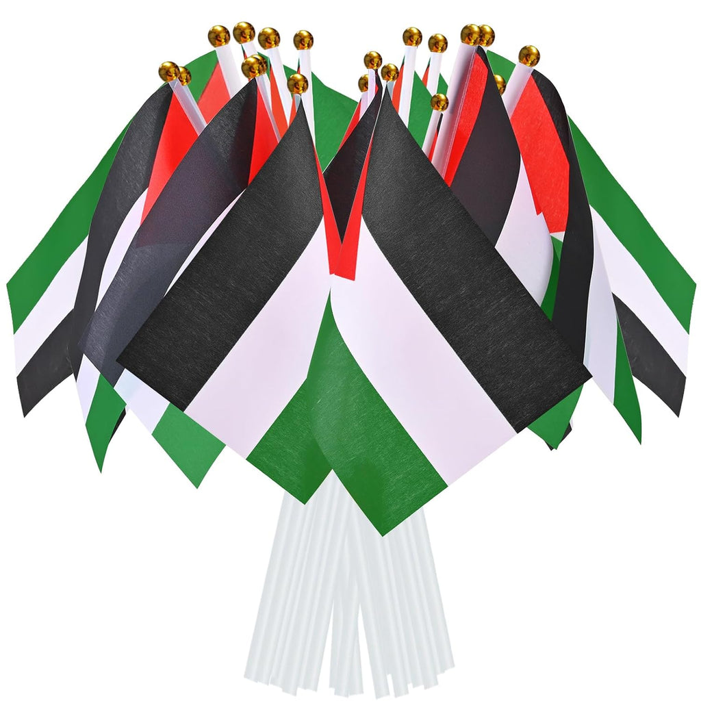 AhfuLife 15 stycken små Israel-flaggor för israelisk dekoration, mini Israel, handhållen flagga med 30 cm vit stolpe för Jom HaAtzma'ut Synagoge, solidaritetsfest, hem, trädgård, bar, dekoration