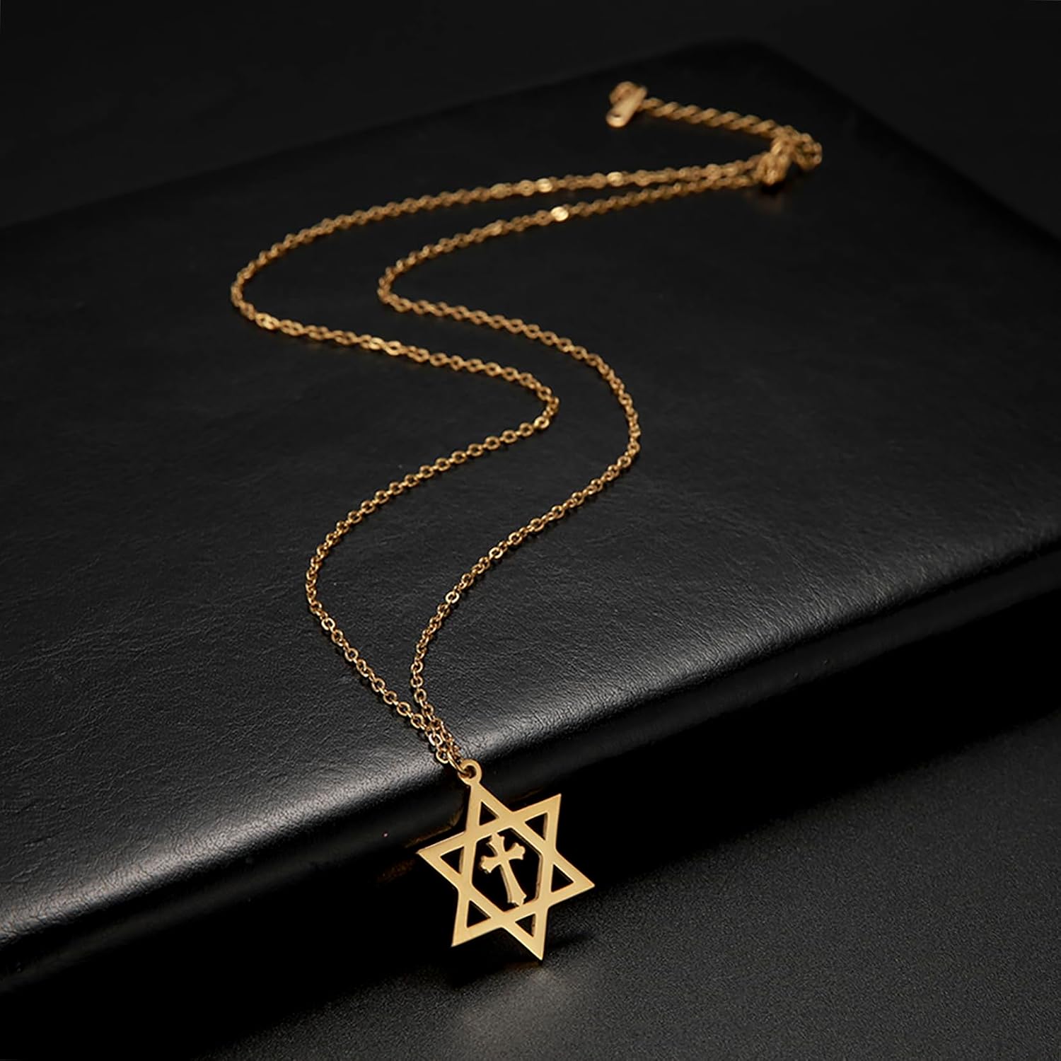 Davidsstjärna halsband för kvinnor hexagram hänge halsband amulett symbo judisk Israel religiös david smycken gåva kvinnor