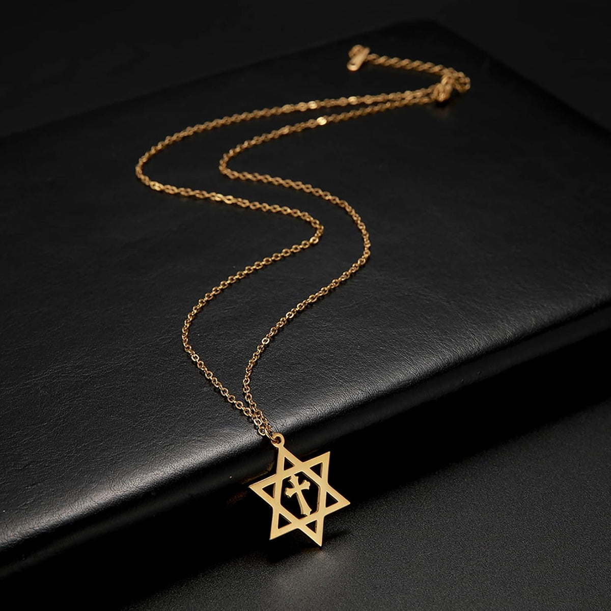 VASSAGO Halsband med davidsstjärnan, talisman, rostfritt stål, hänge, judisk sexkant, israelitiskt smycke för män
