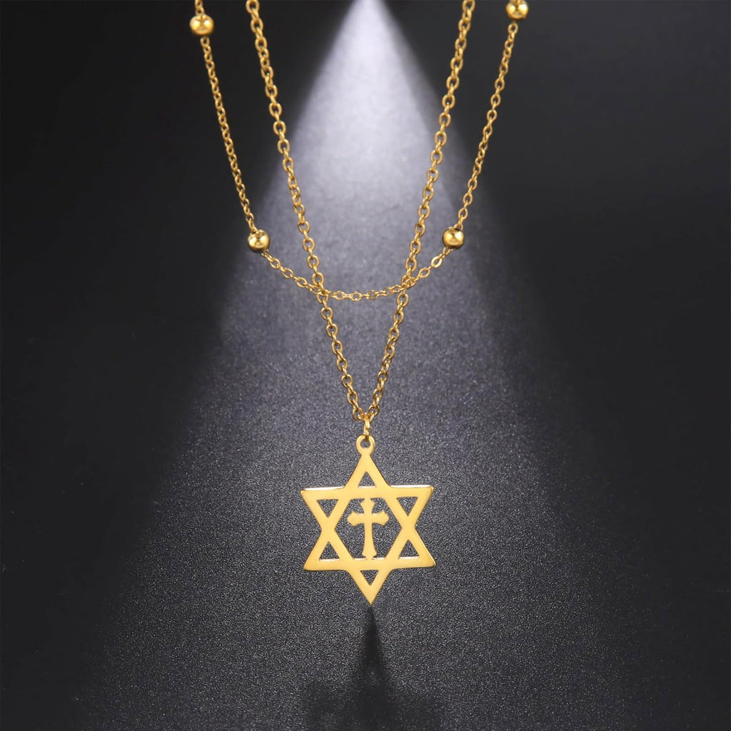 Davidsstjärna halsband för kvinnor hexagram hänge halsband amulett symbo judisk Israel religiös david smycken gåva kvinnor
