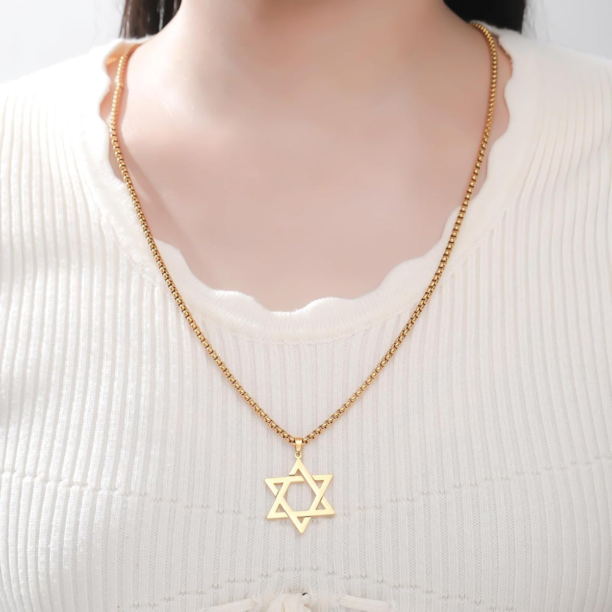 VASSAGO Halsband med davidsstjärnan, talisman, rostfritt stål, hänge, judisk sexkant, israelitiskt smycke för män