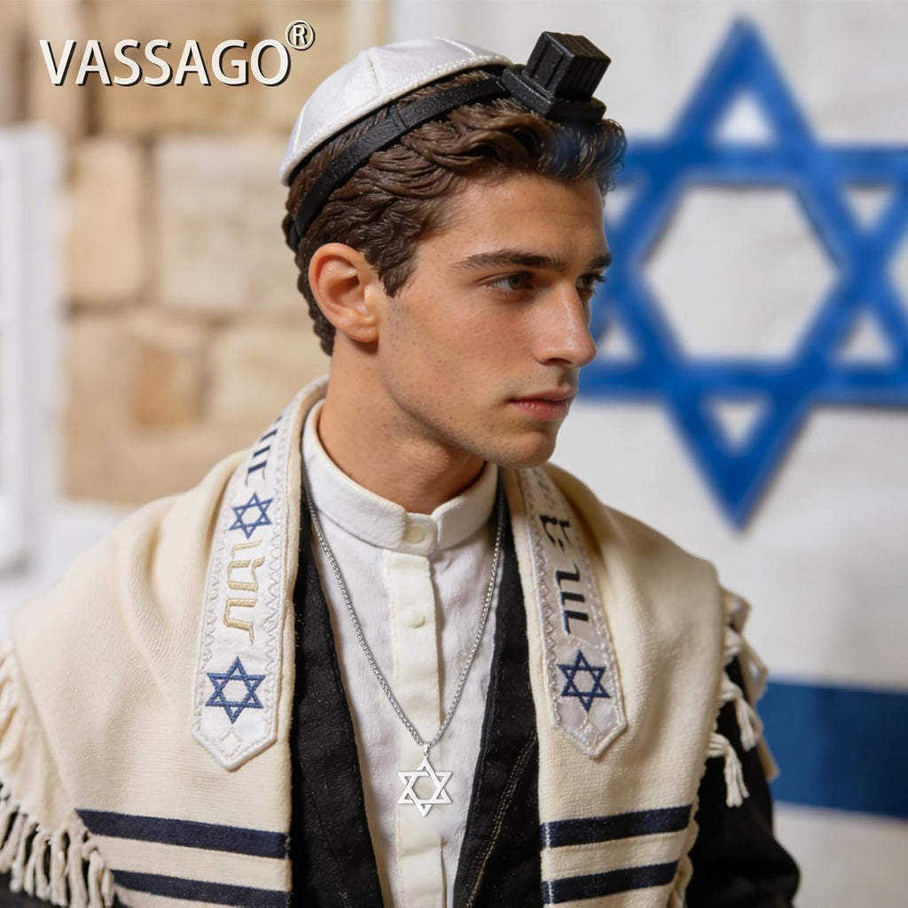VASSAGO Halsband med davidsstjärnan, talisman, rostfritt stål, hänge, judisk sexkant, israelitiskt smycke för män