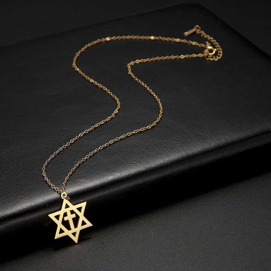 VASSAGO Halsband med davidsstjärnan, talisman, rostfritt stål, hänge, judisk sexkant, israelitiskt smycke för män