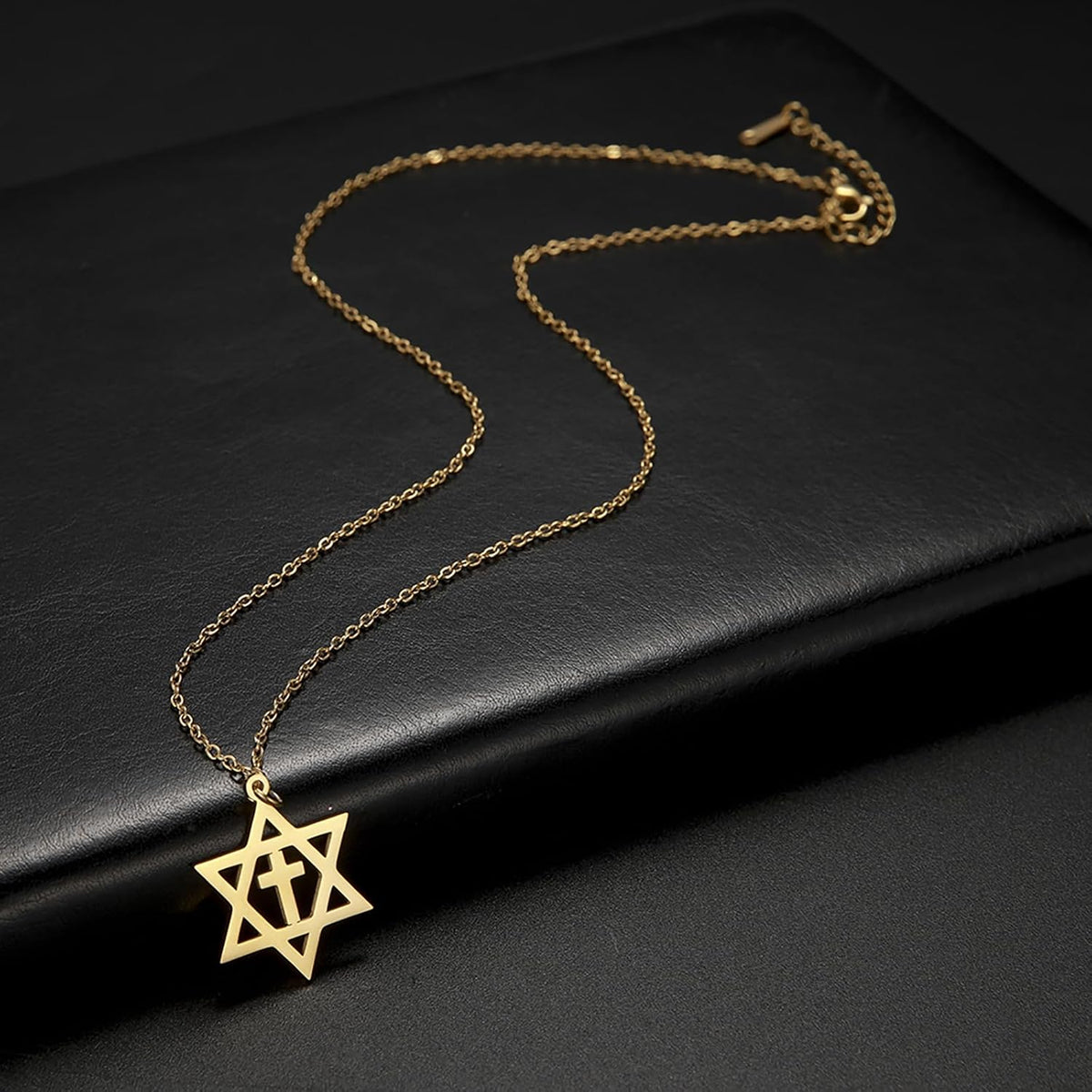 VASSAGO Halsband med davidsstjärnan, talisman, rostfritt stål, hänge, judisk sexkant, israelitiskt smycke för män