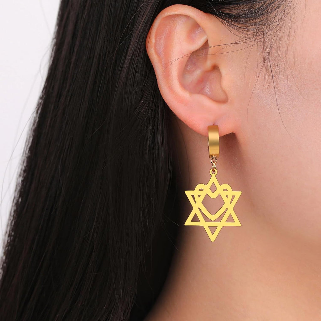 VASSAGO Davidsstjärna örhängen för kvinnor judisk stjärna med kors hängande droppörhängen rostfritt stål sexspetsiga stjärnörhängen Israel religiös judisk Hanukkah smyckesgåva
