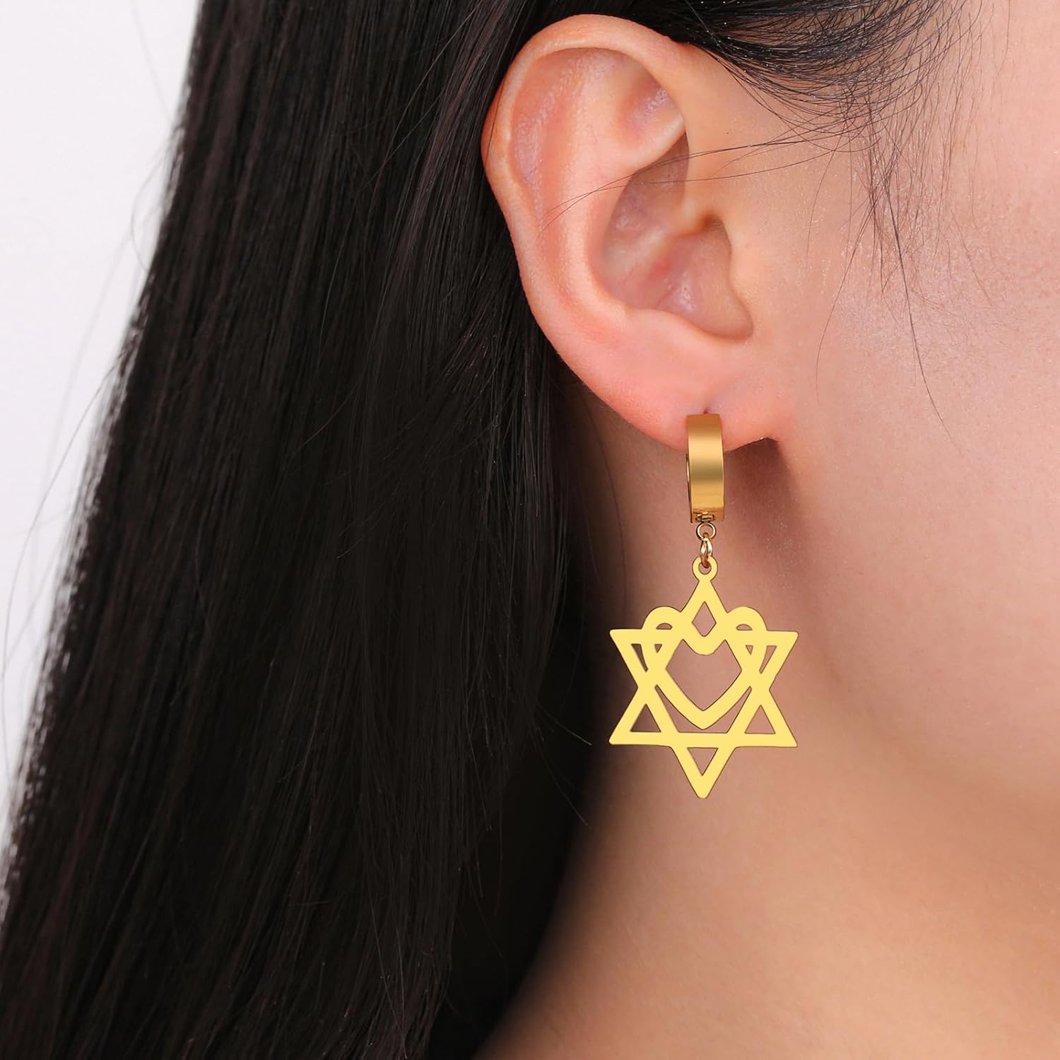 VASSAGO Davidsstjärna örhängen för kvinnor judisk stjärna med kors hängande droppörhängen rostfritt stål sexspetsiga stjärnörhängen Israel religiös judisk Hanukkah smyckesgåva