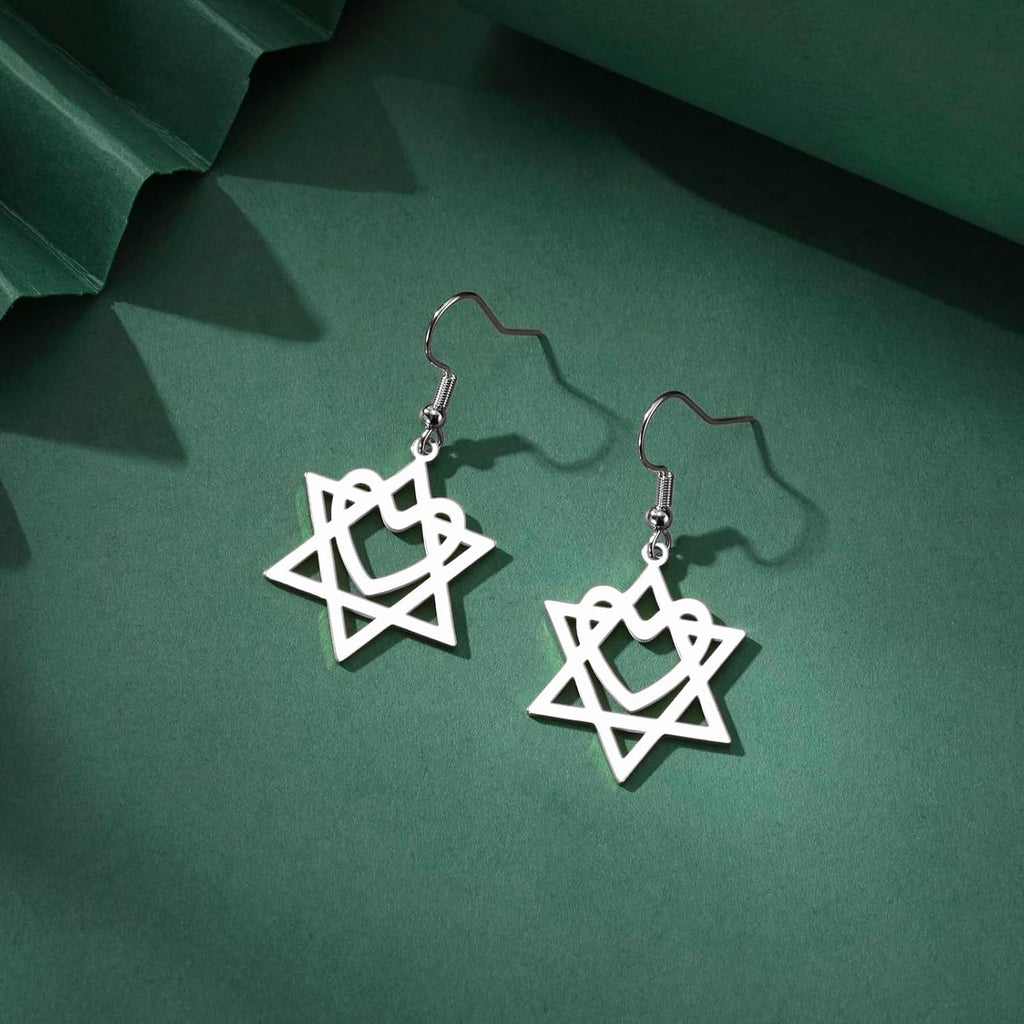 VASSAGO Davidsstjärna örhängen för kvinnor judisk stjärna med kors hängande droppörhängen rostfritt stål sexspetsiga stjärnörhängen Israel religiös judisk Hanukkah smyckesgåva