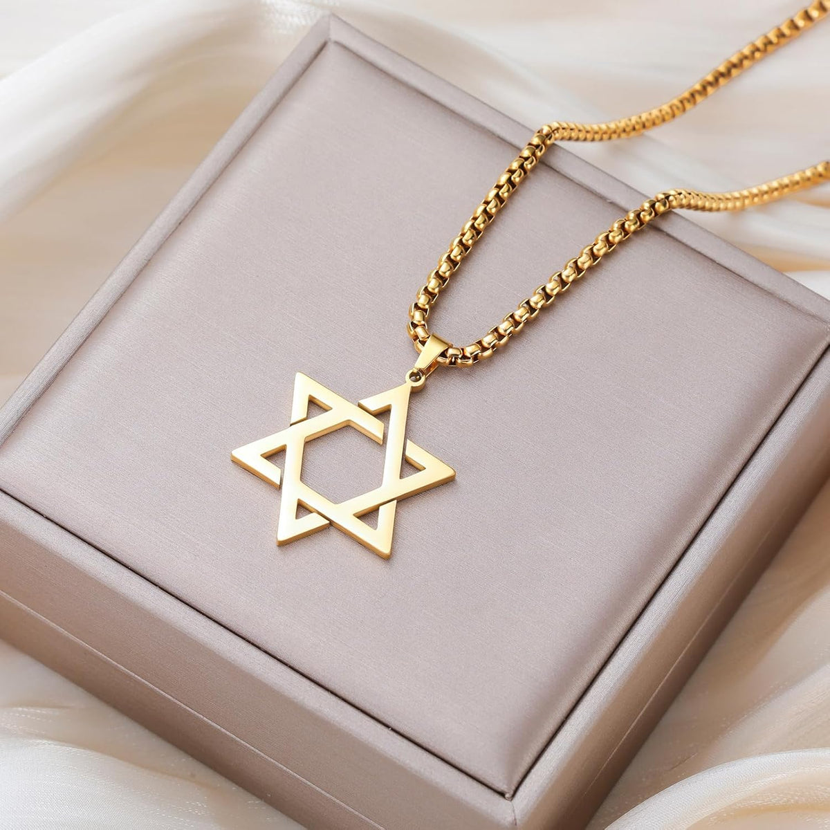 VASSAGO Halsband med davidsstjärnan, talisman, rostfritt stål, hänge, judisk sexkant, israelitiskt smycke för män