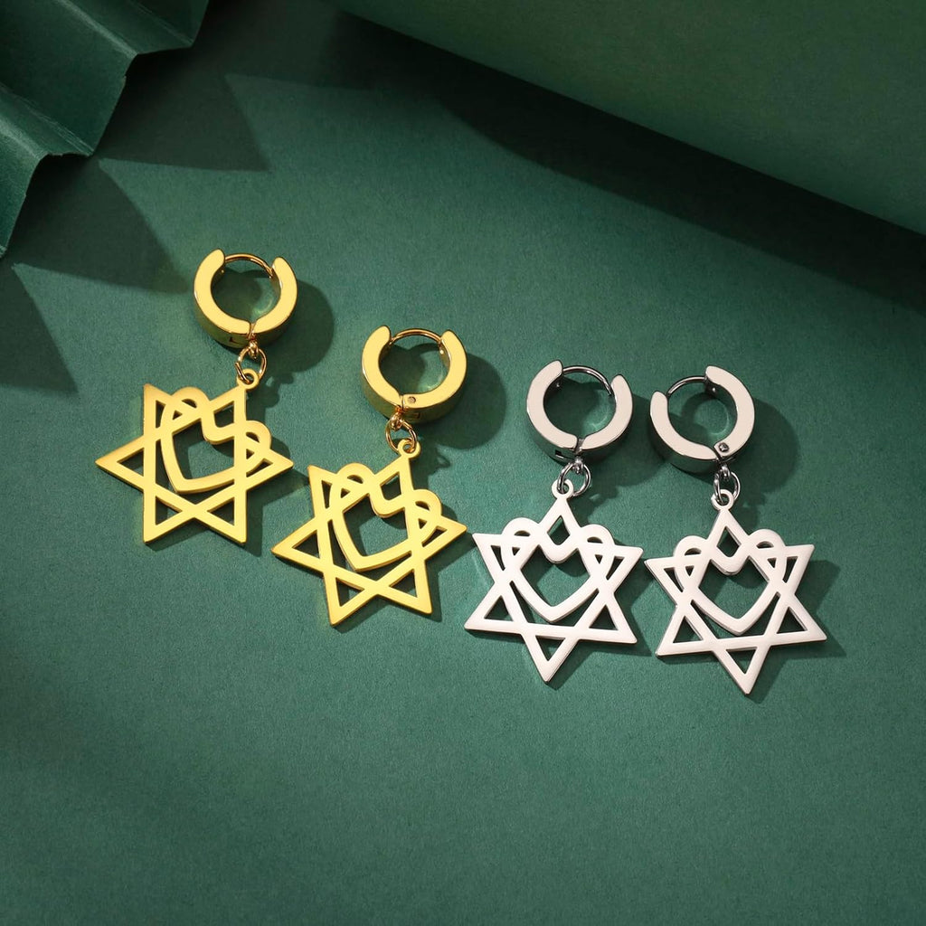 VASSAGO Davidsstjärna örhängen för kvinnor judisk stjärna med kors hängande droppörhängen rostfritt stål sexspetsiga stjärnörhängen Israel religiös judisk Hanukkah smyckesgåva