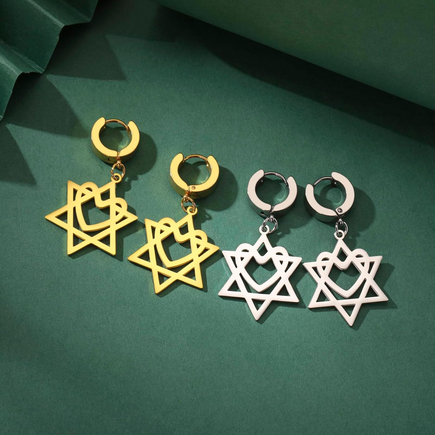 VASSAGO Davidsstjärna örhängen för kvinnor judisk stjärna med kors hängande droppörhängen rostfritt stål sexspetsiga stjärnörhängen Israel religiös judisk Hanukkah smyckesgåva