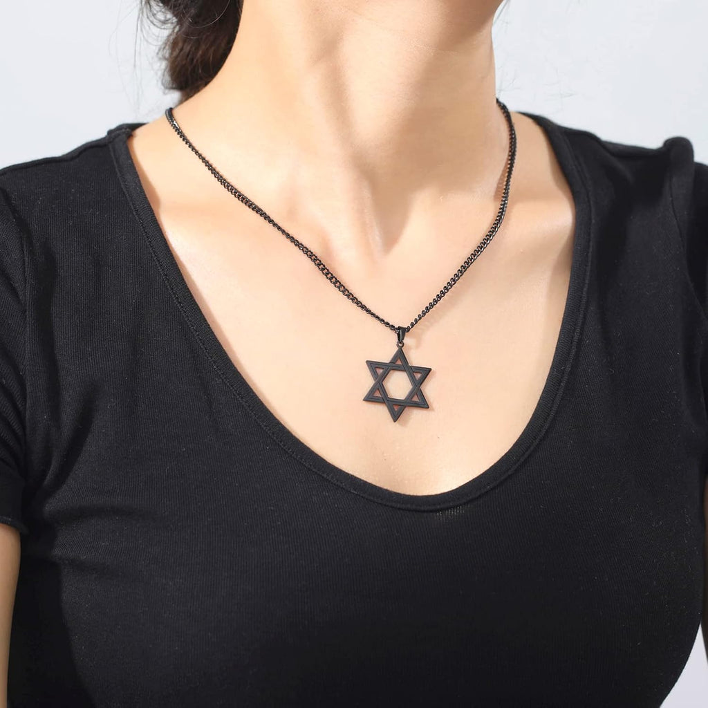 VASSAGO Halsband med davidsstjärnan, talisman, rostfritt stål, hänge, judisk sexkant, israelitiskt smycke för män