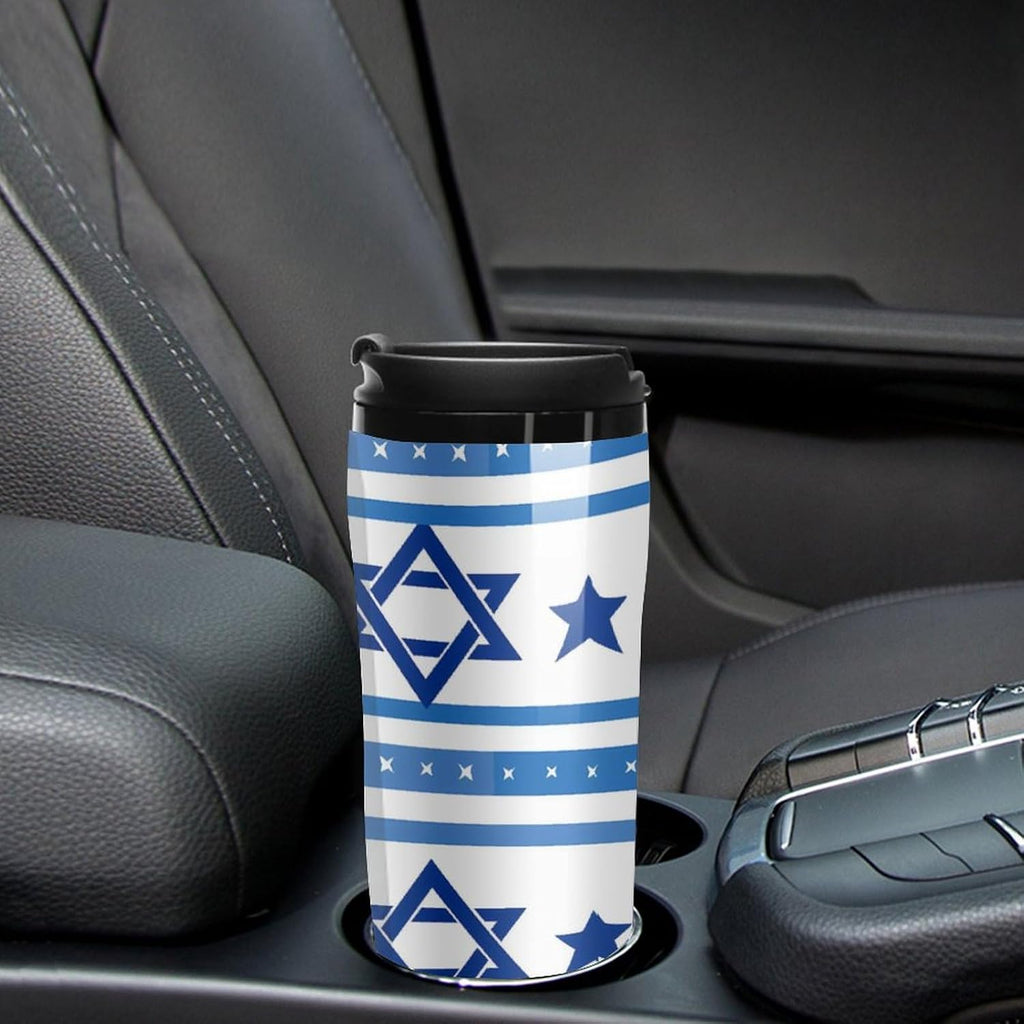Israels flagga formad kaffemugg med lock isolerad tumlare återanvändbara resemuggar drinkkopp 350 ml