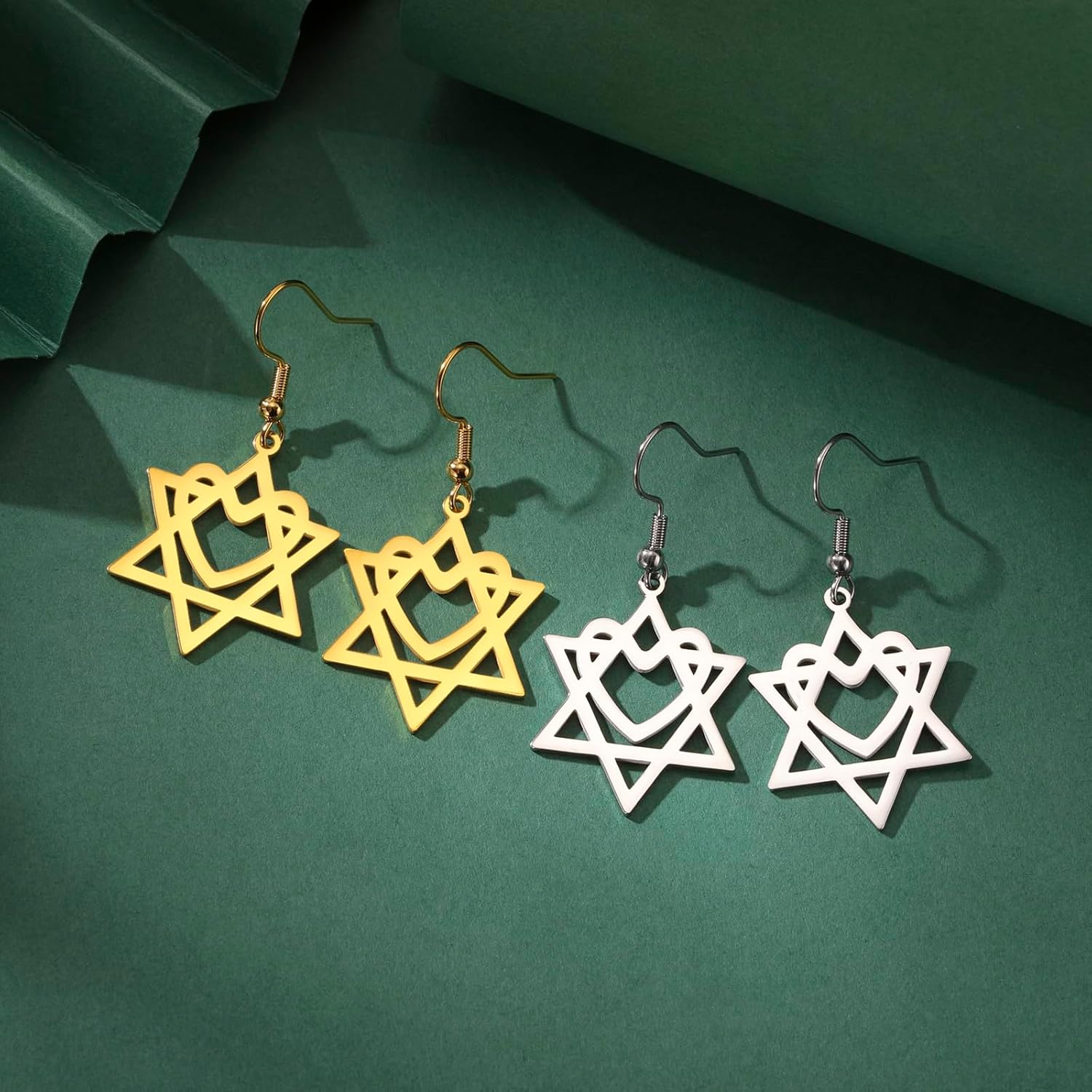 VASSAGO Davidsstjärna örhängen för kvinnor judisk stjärna med kors hängande droppörhängen rostfritt stål sexspetsiga stjärnörhängen Israel religiös judisk Hanukkah smyckesgåva