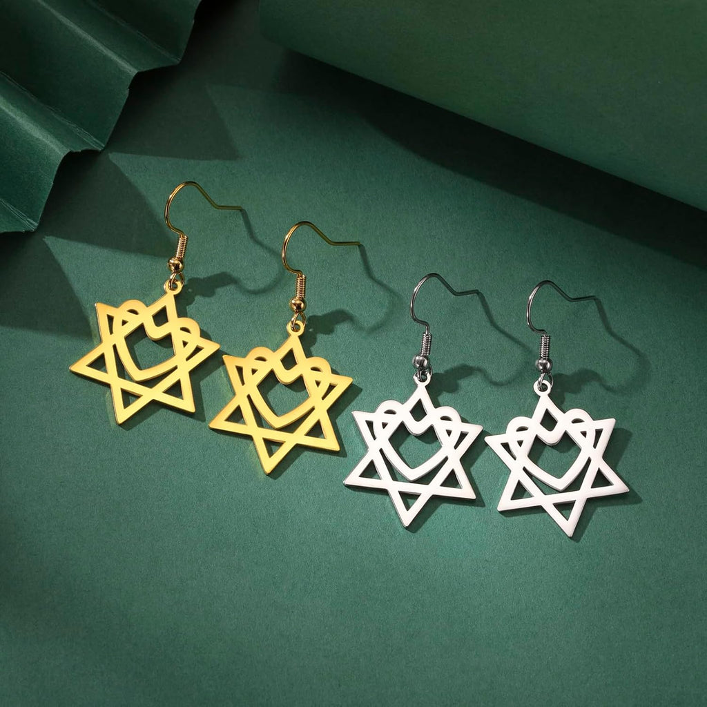 VASSAGO Davidsstjärna örhängen för kvinnor judisk stjärna med kors hängande droppörhängen rostfritt stål sexspetsiga stjärnörhängen Israel religiös judisk Hanukkah smyckesgåva