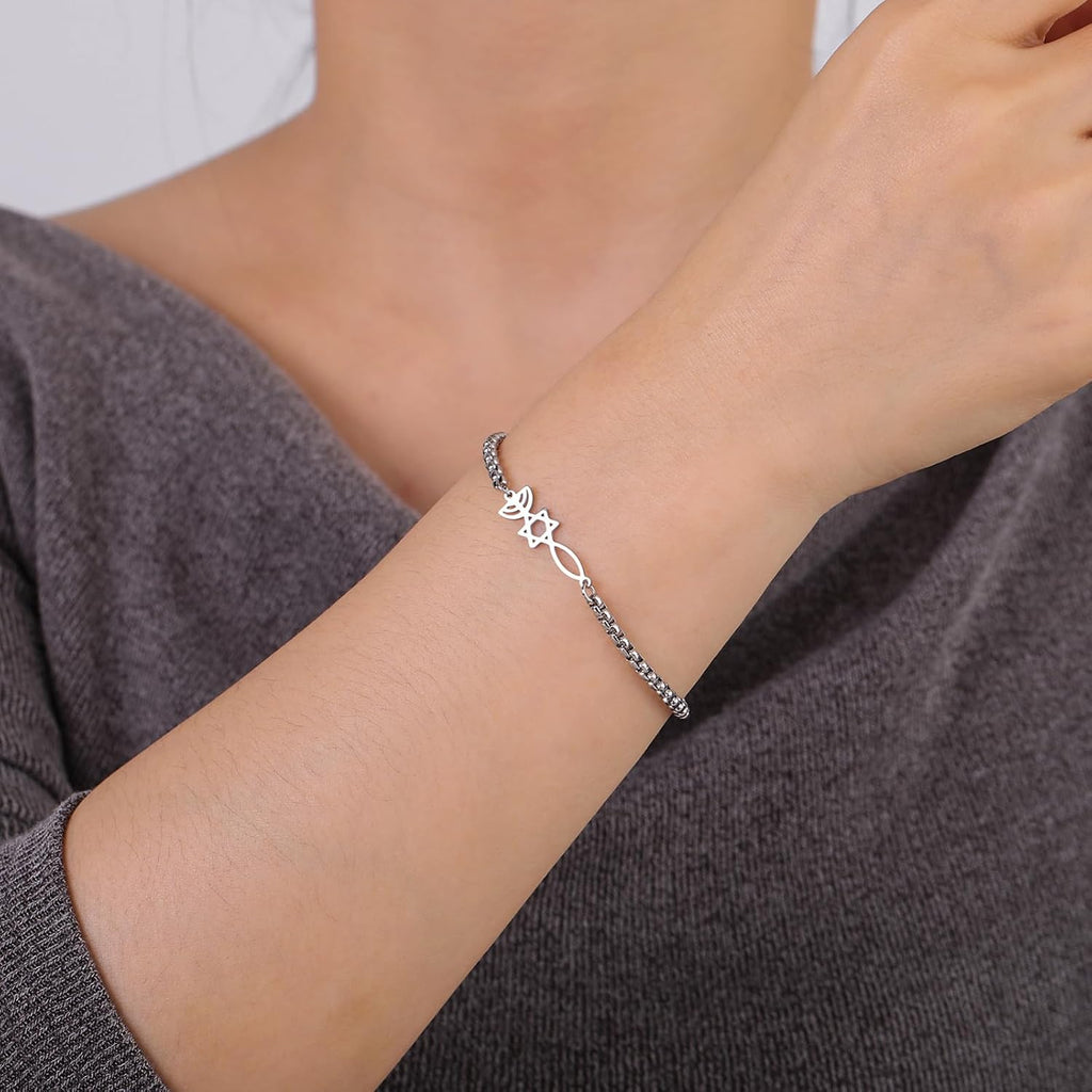 UNIFT Judisk Davidsstjärna ljusstake armband för kvinnor rostfritt stål retro israel ljusstake davidsstjärna armband Hanukkah smycken
