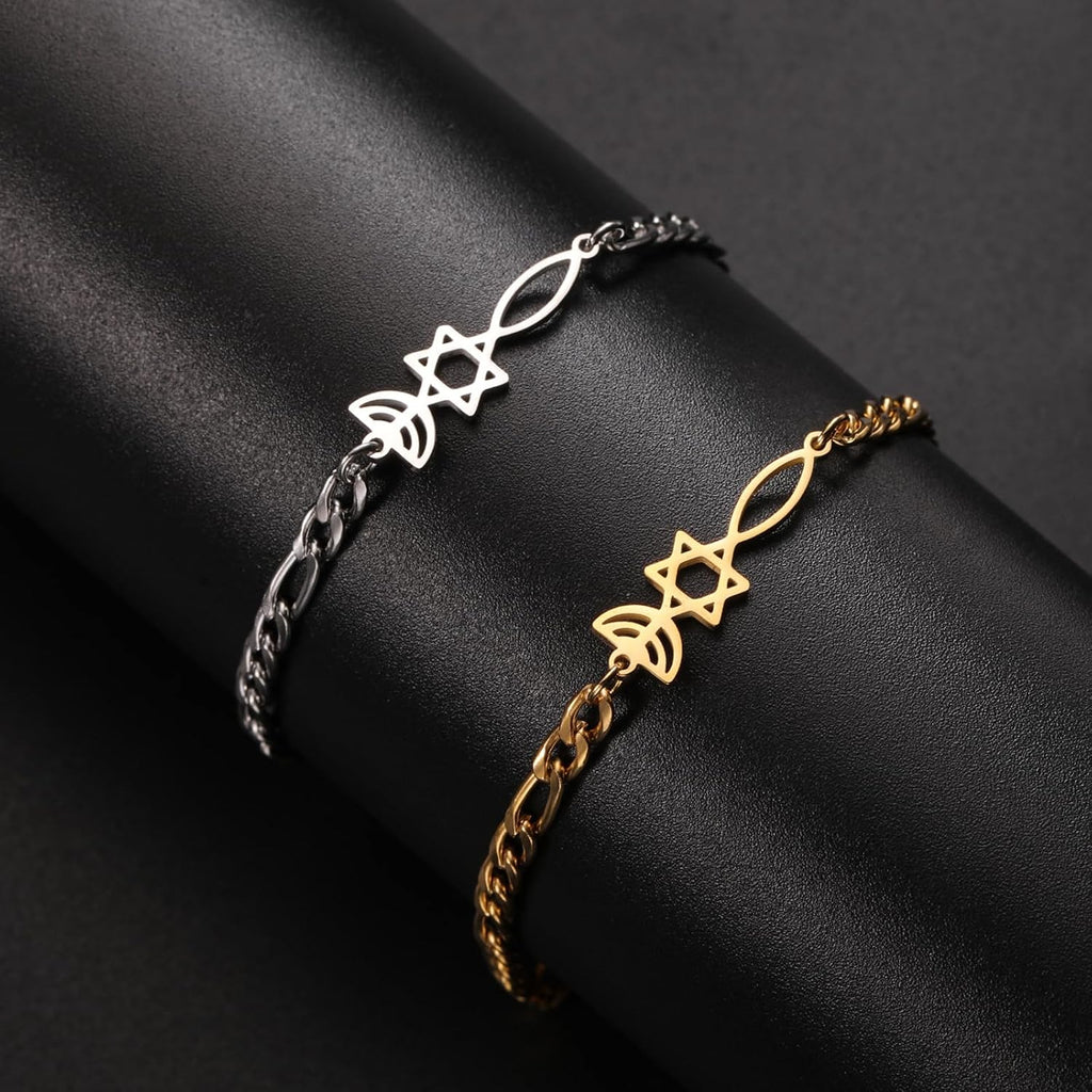 UNIFT Judisk Davidsstjärna ljusstake armband för kvinnor rostfritt stål retro israel ljusstake davidsstjärna armband Hanukkah smycken