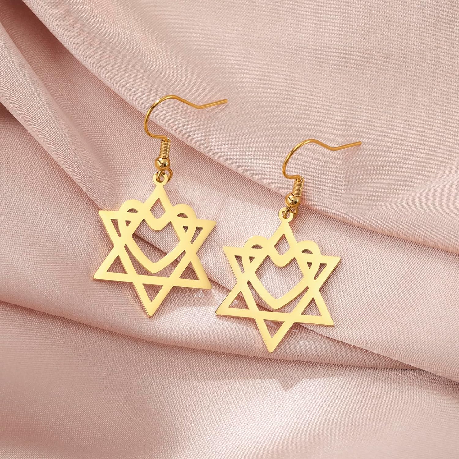 VASSAGO Davidsstjärna örhängen för kvinnor judisk stjärna med kors hängande droppörhängen rostfritt stål sexspetsiga stjärnörhängen Israel religiös judisk Hanukkah smyckesgåva