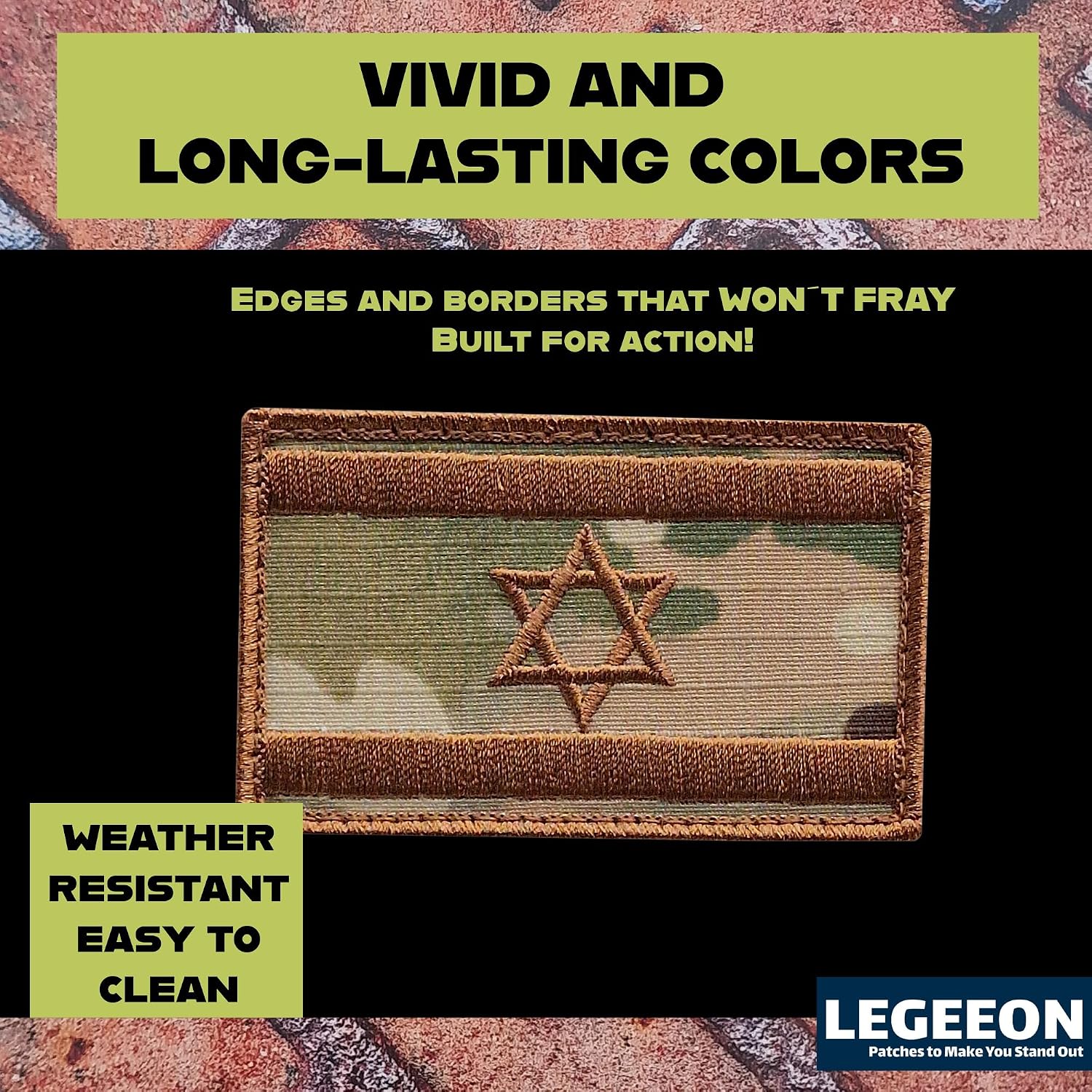 Israel flagga IDF Multicam Moral Star David Army Broderi Krokmärke