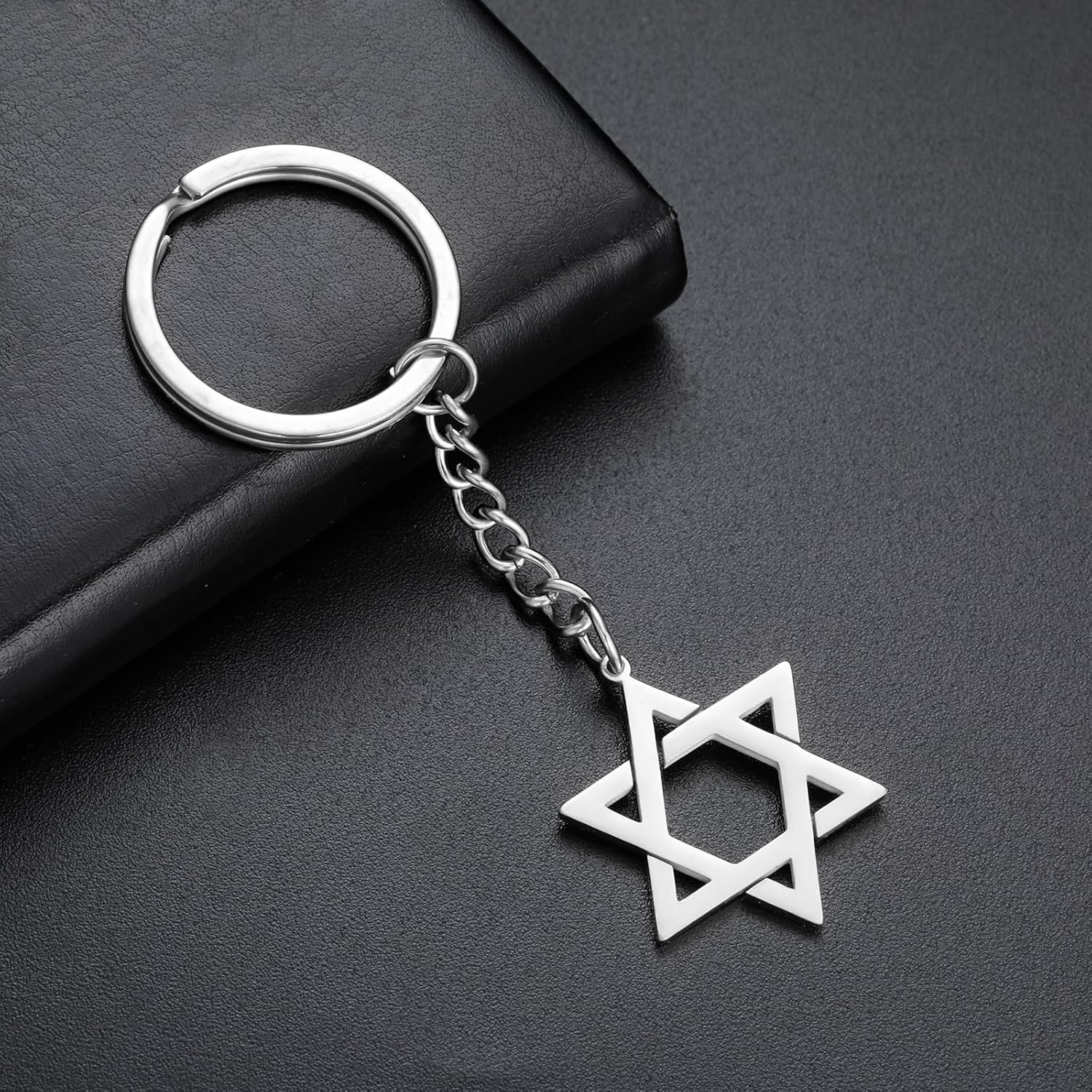 VASSAGO Davidsstjärna nyckelring för kvinnor män judisk stjärna Menorah nyckelring rostfritt stål Hanukkah nyckelring Israel religiösa smycken